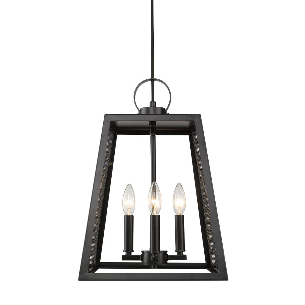 Golden Lighting Abbott 4-Light Black Industrial Lantern Pendant Light ...