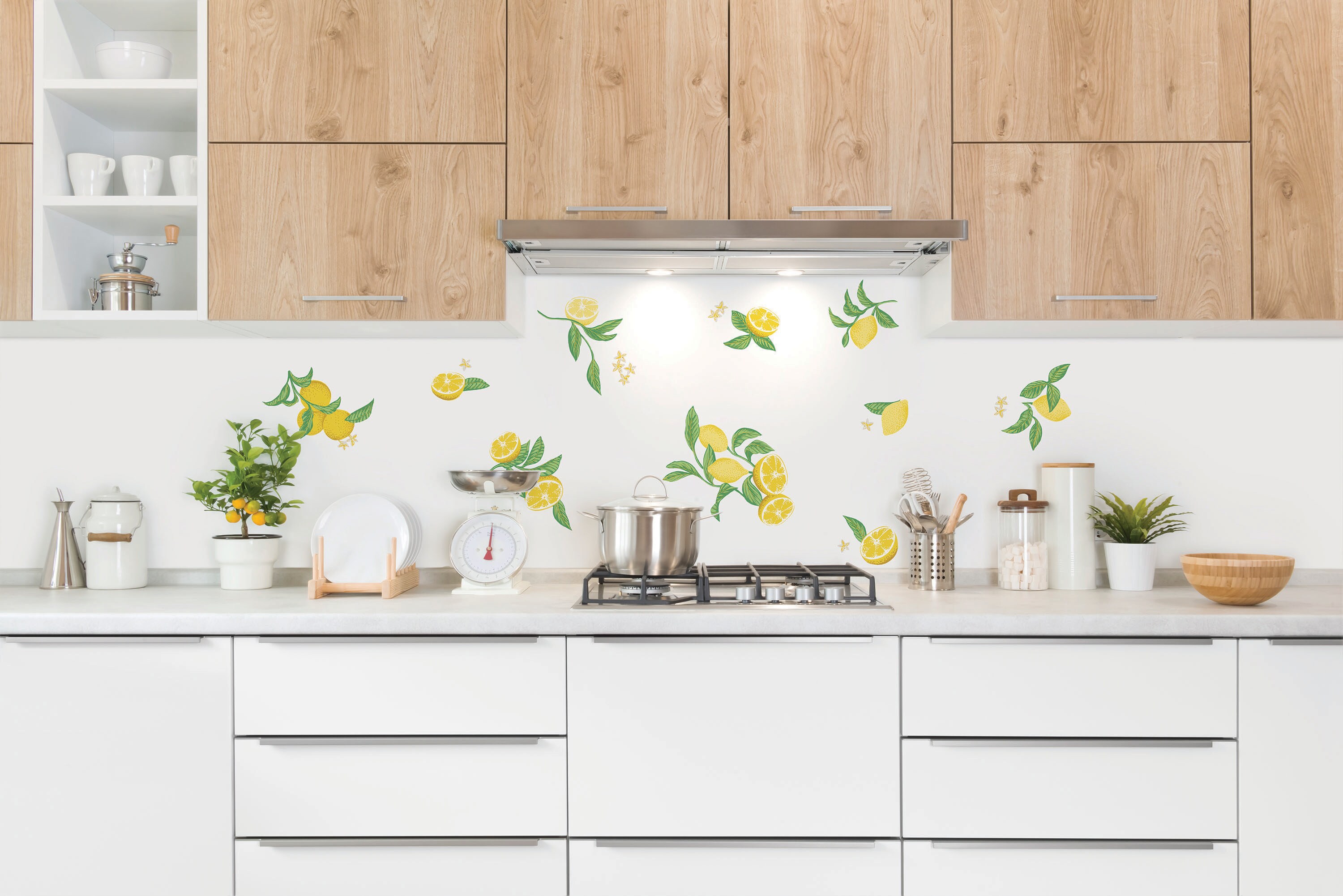Yellow and Green Lemon Peel and Stick Wall Decal Set