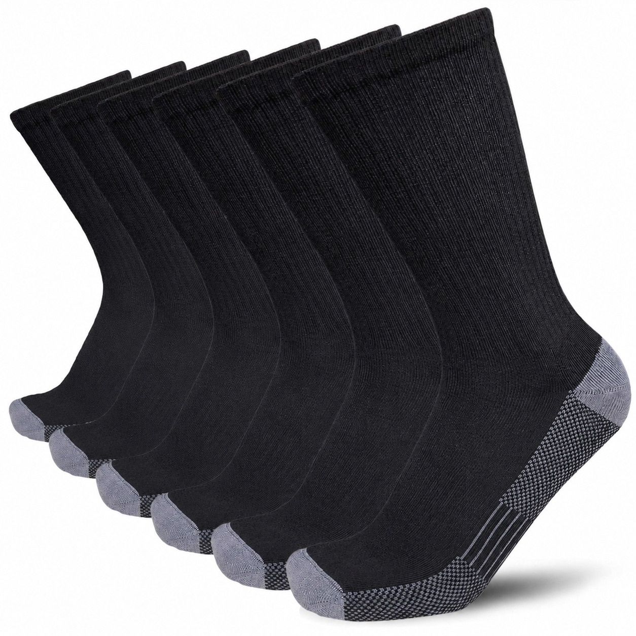 Lukvuzo  Mens Moisture Wicking Cushioned Crew Work Boot Socks 4 to 6 Pairs Soft Breathable Durable with Reinforced Toe Heel Compression Support