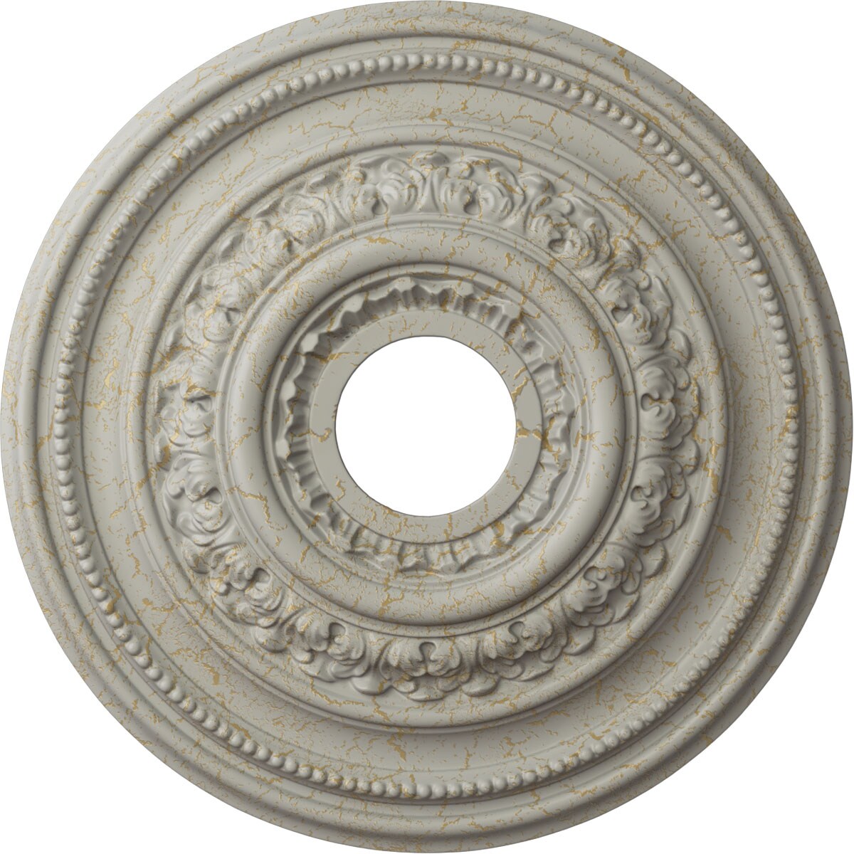Ekena Millwork CM17OLPCC Orleans 17.625-in W x 17.625-in L Painted Pot Of Cream Crackle Polyurethane Whole Ceiling Medallion