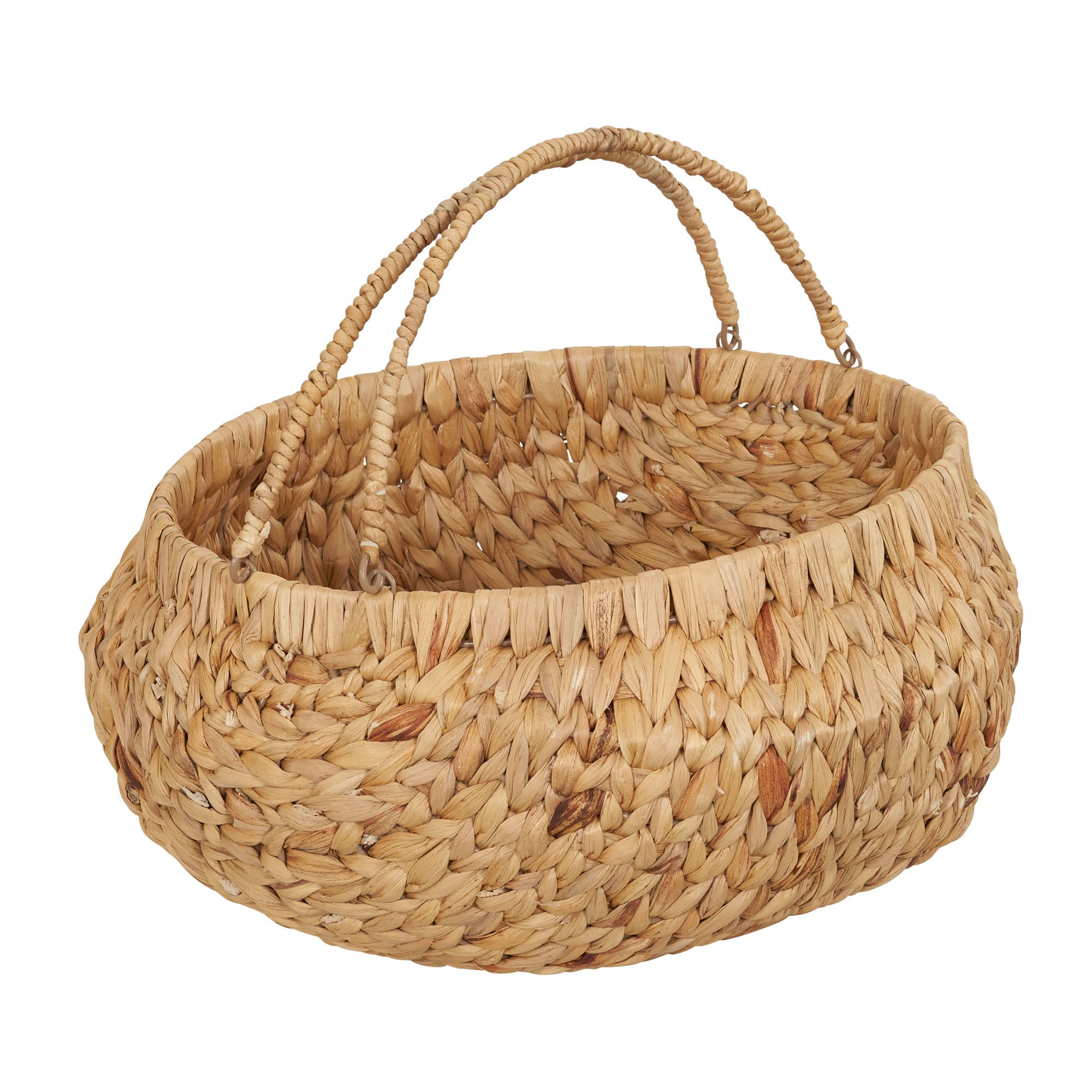 Household Essentials Round Woven Basket with Handles Water Hyacinth Wicker Basket with Handles #HHML-4007