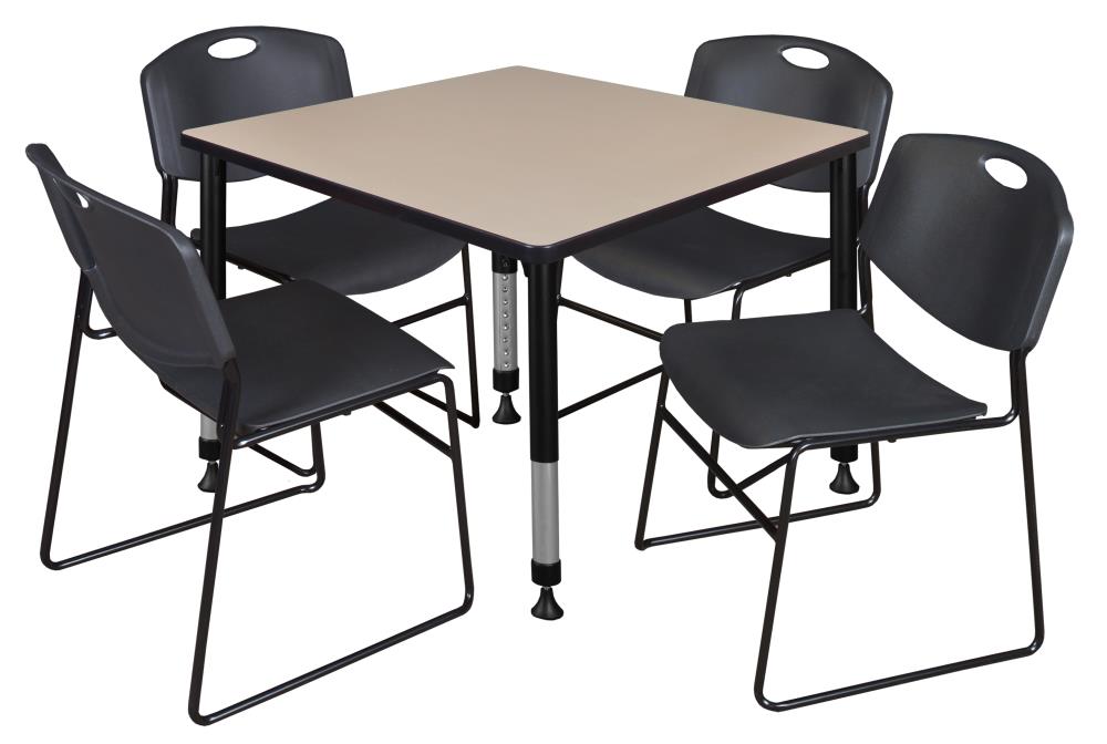 Regency TB4242BEAPBK44BK Classroom Tables Off-White 4-Person Training Table (30-in W x 34-in H)