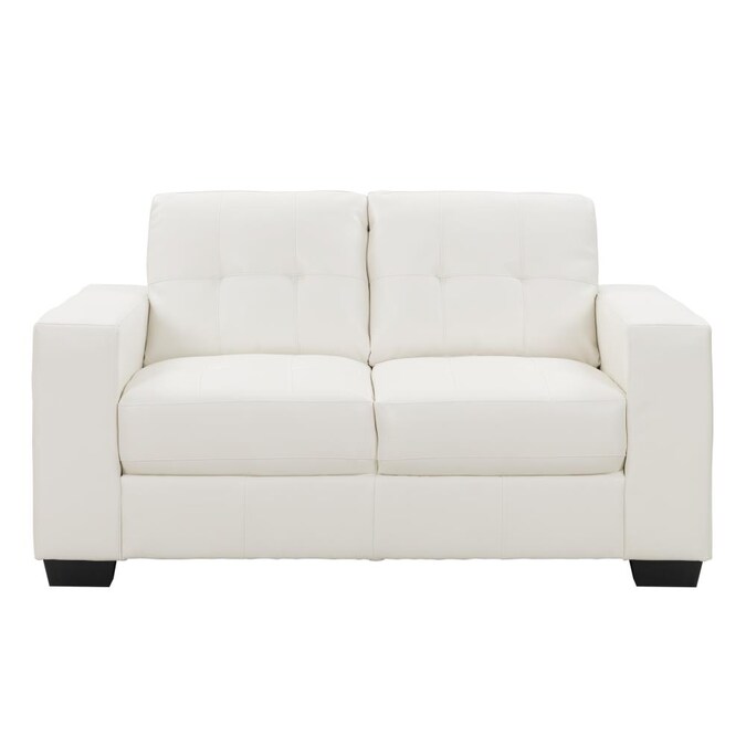 Club Modern White Faux Leather Loveseat, White Leather Loveseats