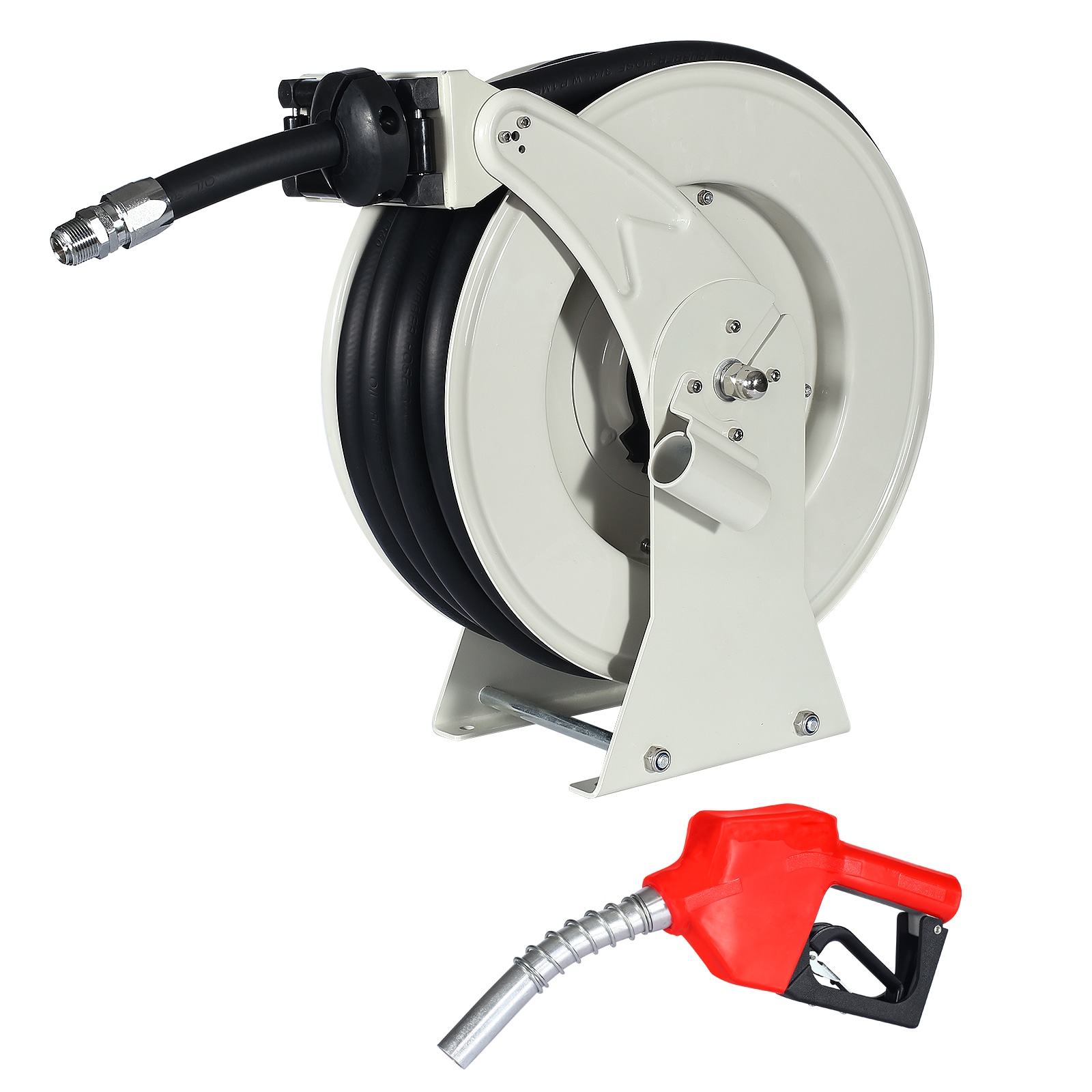 0.75 X 50 Ft. Extra Long Retractable Heavy Duty Carbon Steel Construction Fuel Hose Reel with Automatic Fuel Nozzle QP23-160 Sansujyuku sansujyuku.com