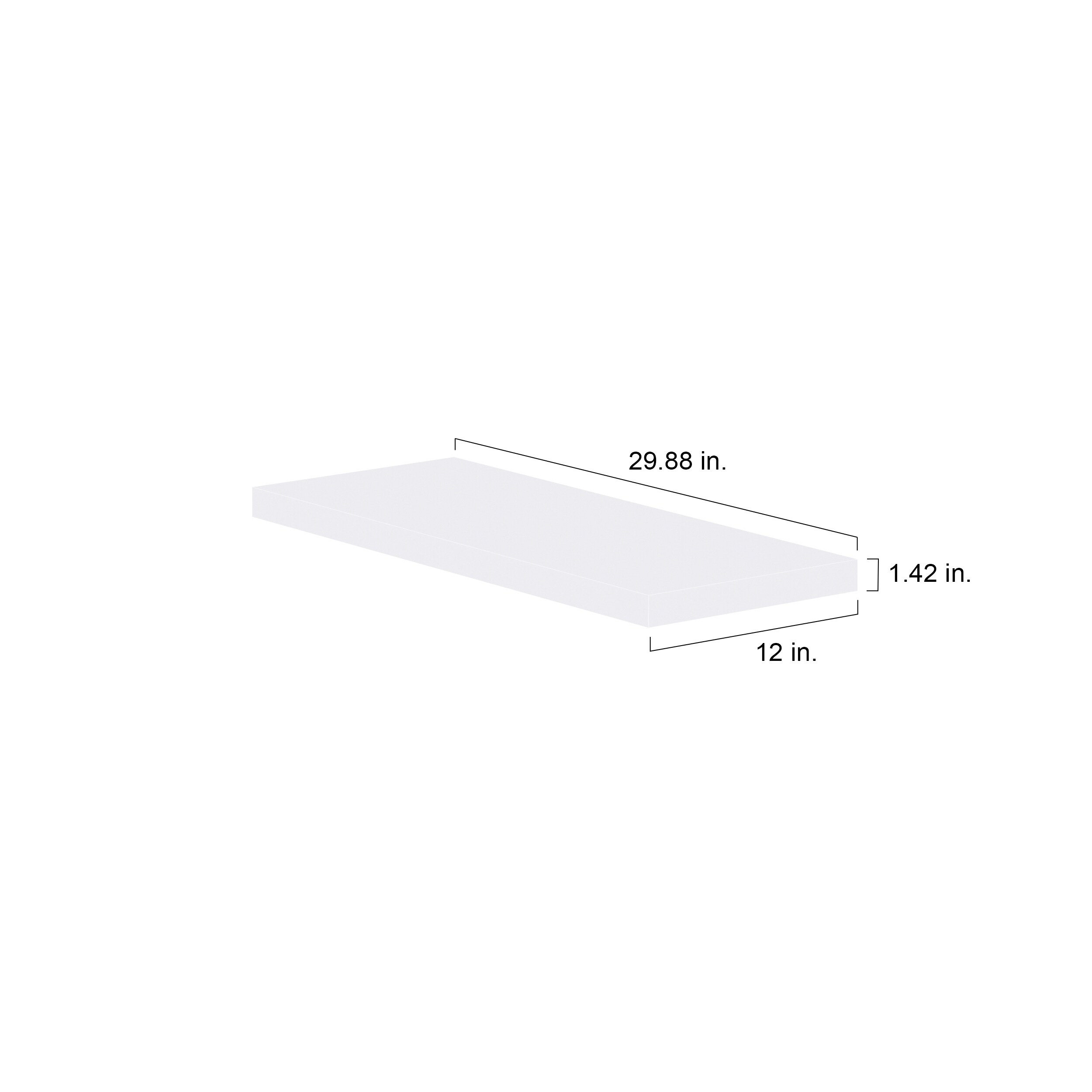 Hugo&Borg Rosemont 29.88-in W x 1.42-in H x 12-in D Galcier White ...