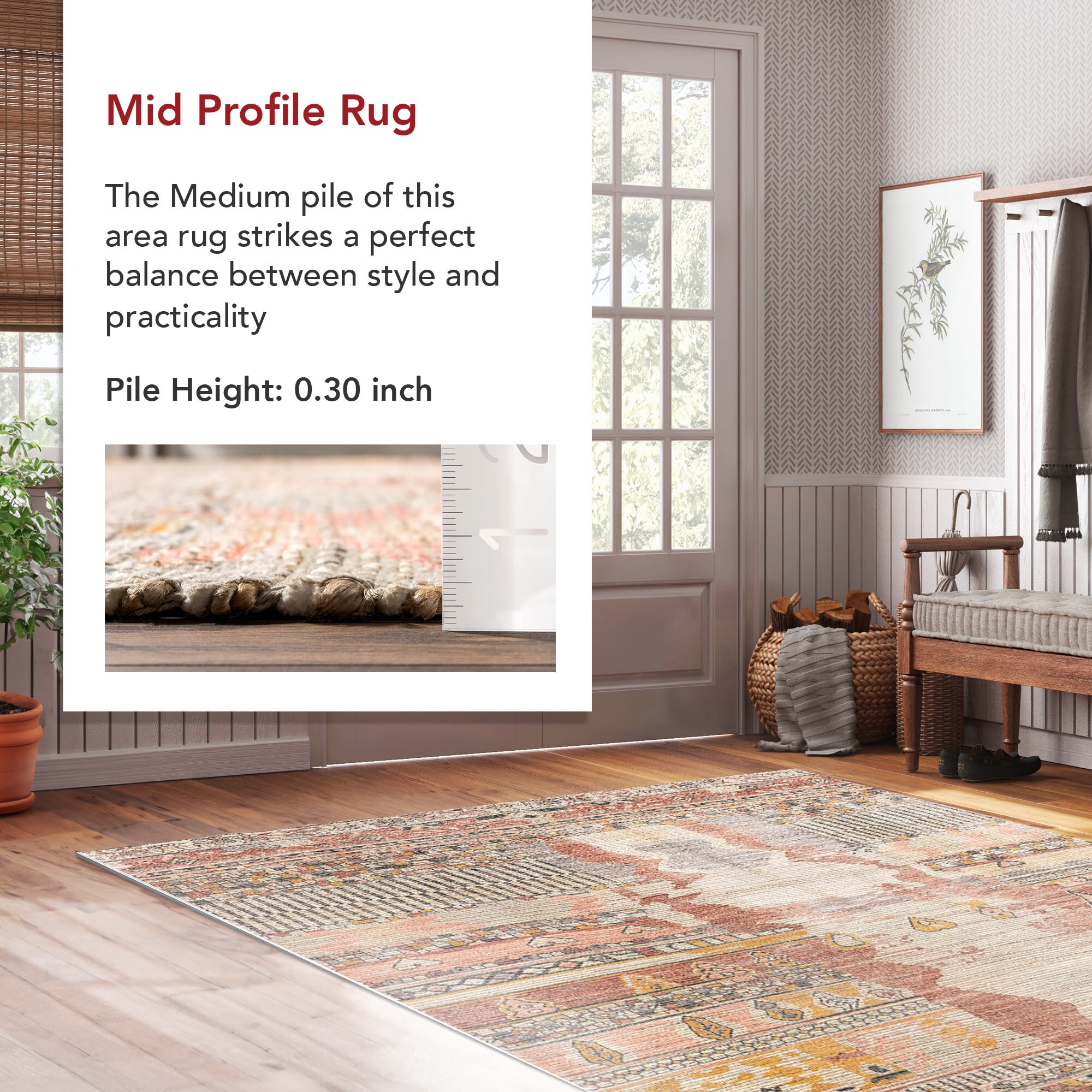 Southwestern Tasseled Red 8' x 10' Jute-Polyester Area Rug