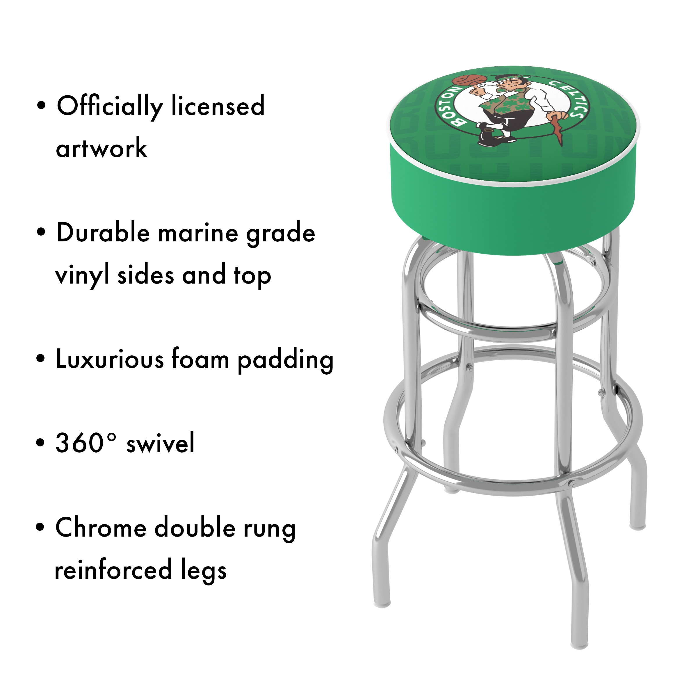 Boston Celtics Green Swivel Bar Stool with Metal Frame