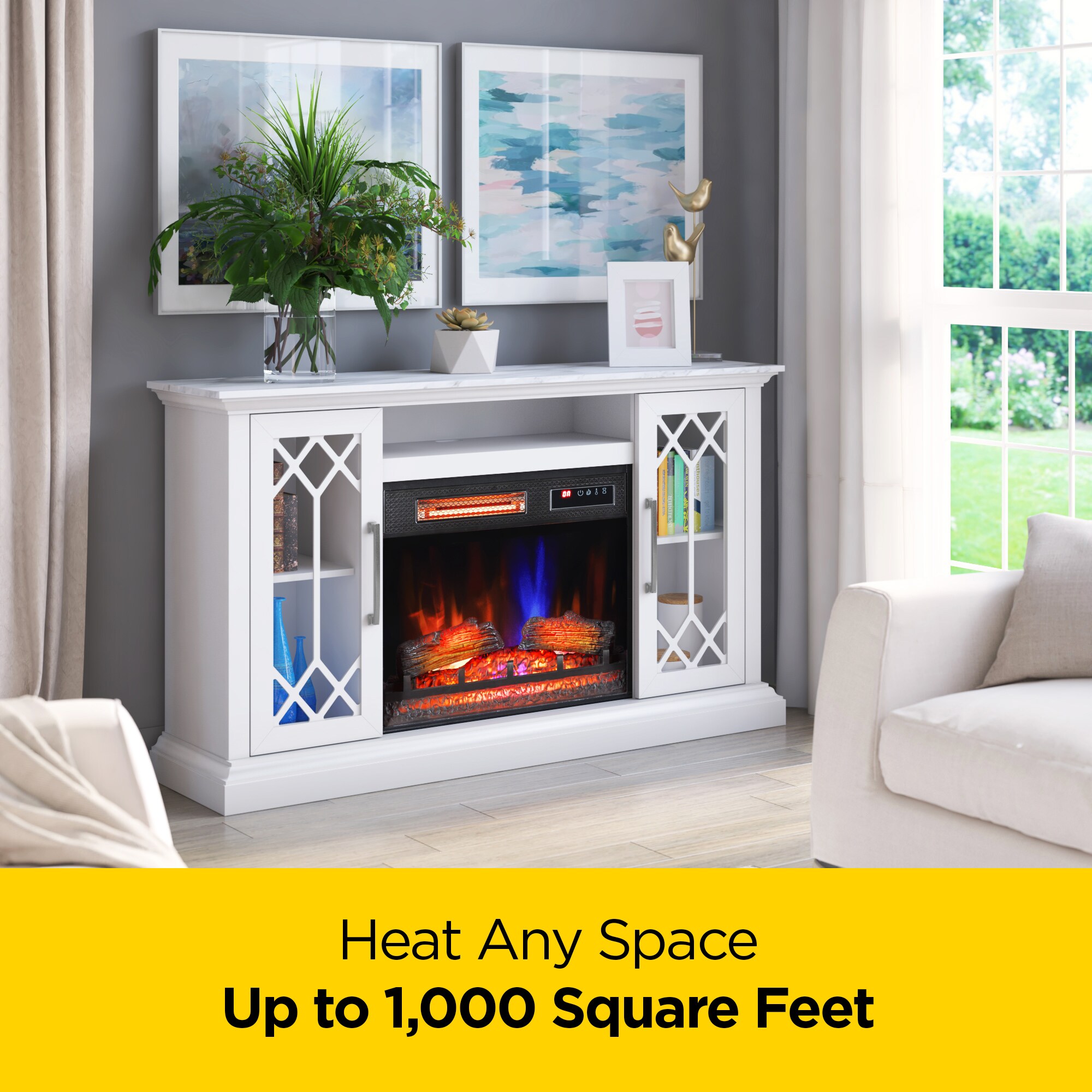 Duraflame Traditional Bright White 62-in W TV stand ( Accommodates