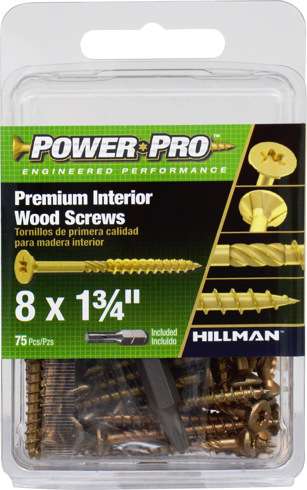 Power Pro 42469 #8 x 1-3/4-in Yellow zinc Interior Wood screws ( 75 -Per Box )