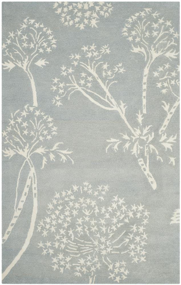 Safavieh BEL131A-5 Bella Lani 5 x 8 (ft) Tufted Synthetic Light Blue/Ivory Rectangular Indoor Floral/Botanical Farmhouse/Cottage Area rug