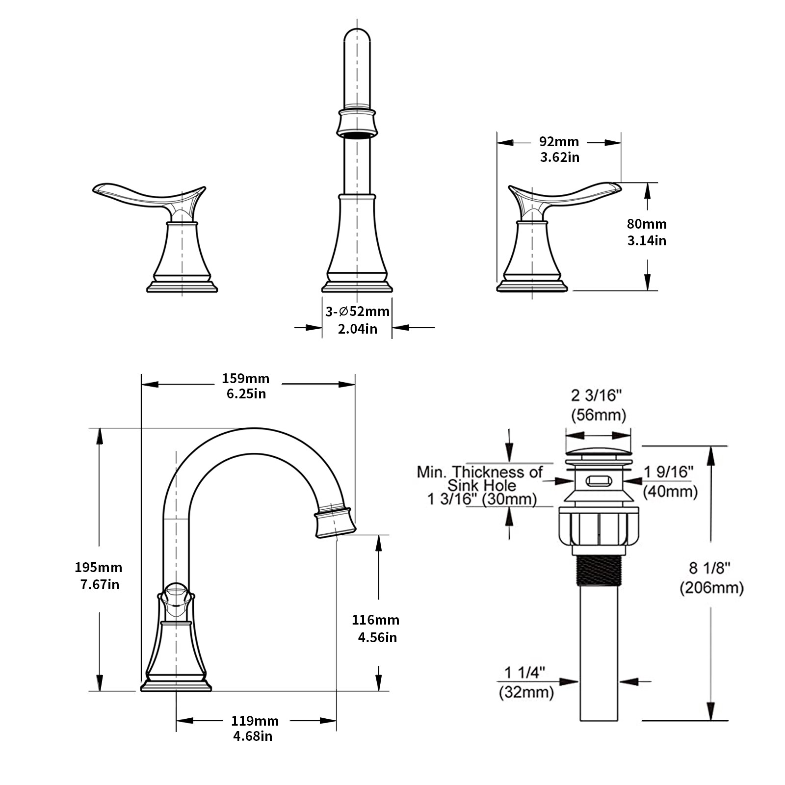 WELLFOR WF-B3373-BN Lavatory-Faucets - View #8