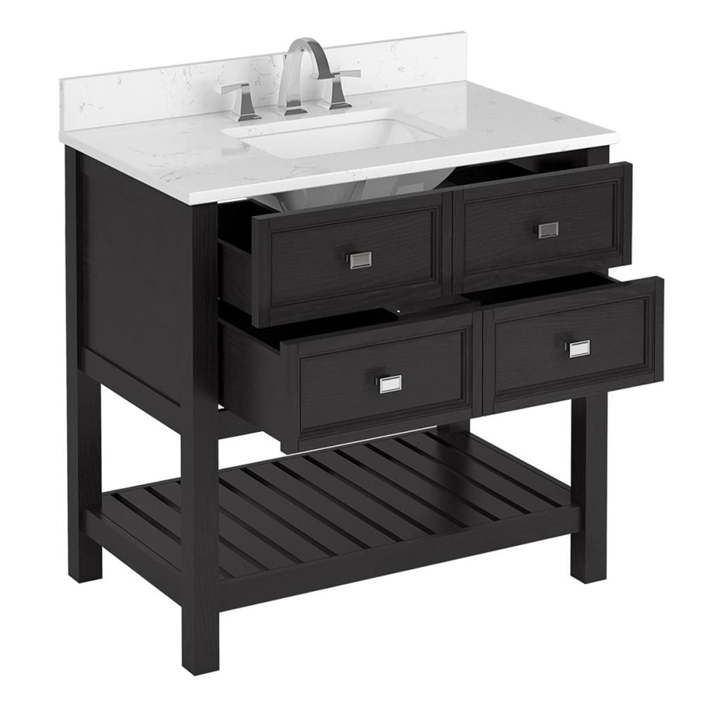 allen + roth Canterbury 36-in Black Undermount Single Sink Bathroom ...