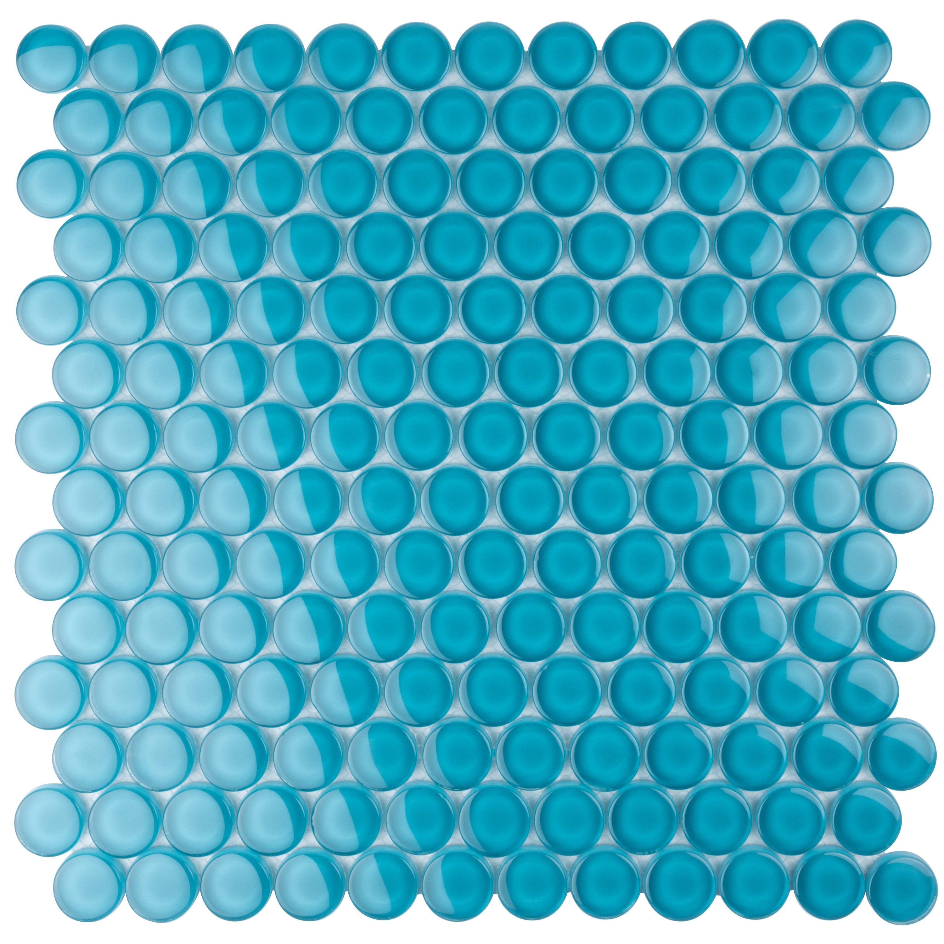 Apollo Tile APLPN88042ASAMPLE Sample - Colorway Carolina Blue 4-in x 4-in Glossy Glass Patterned Penny round Floor and Wall Tile