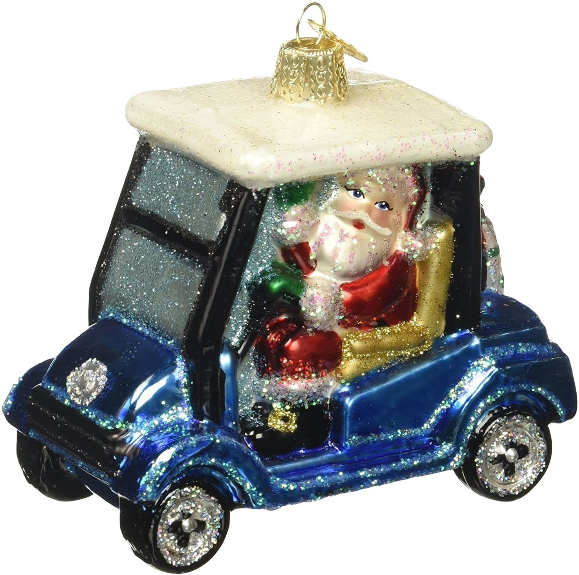Old World Christmas 729343402875 Blown Glass Ornament for Christmas Tree - Golf Cart Santa