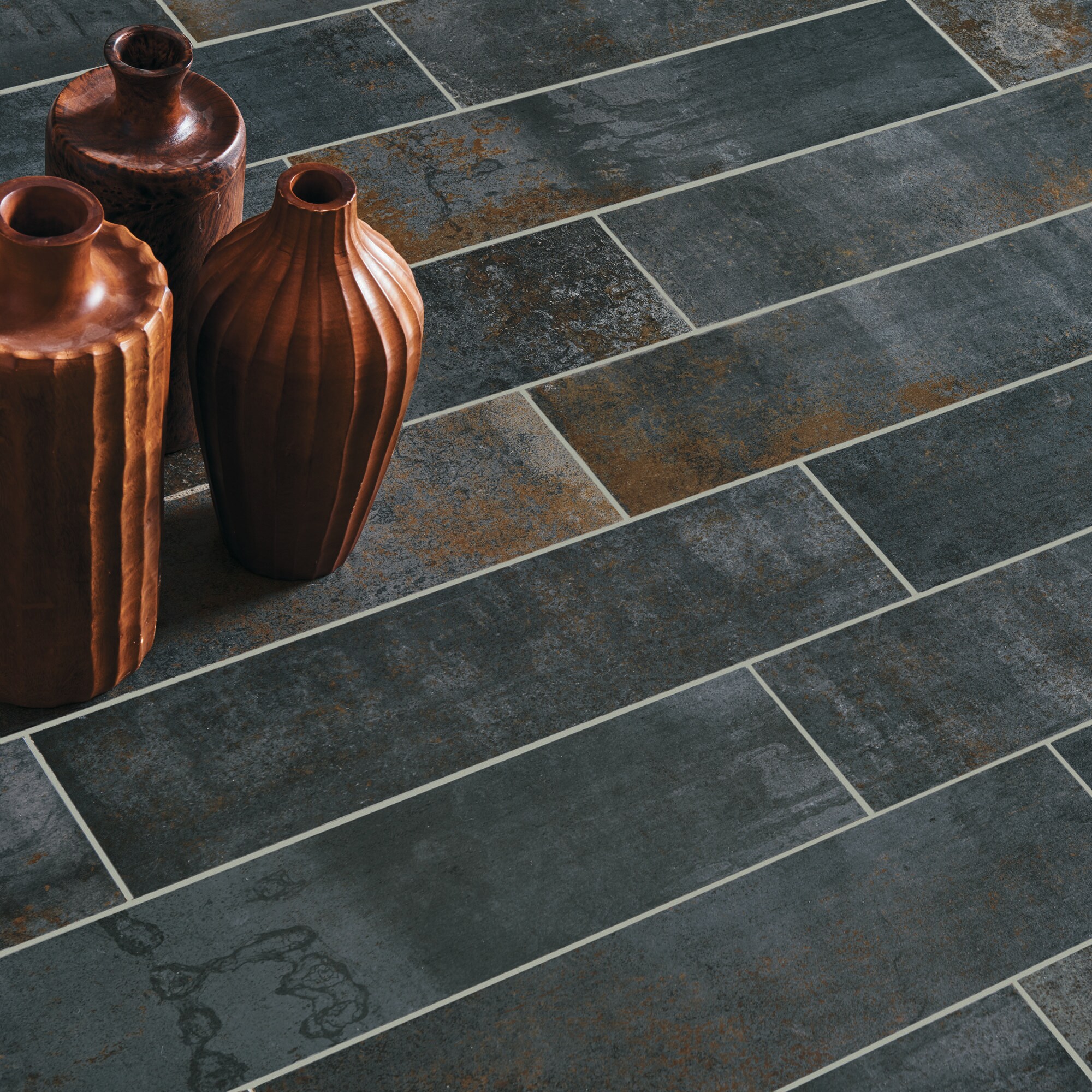Crossville EnGarde 12-Pack Charcoal 6-in x 24-in Metallic Porcelain Stone Look Floor and Wall Tile