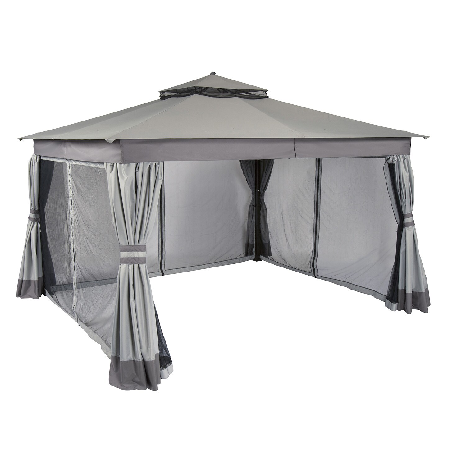 allen + roth 13-ft x 11-ft Rectangle Black Metal Polyester Roof Semi ...