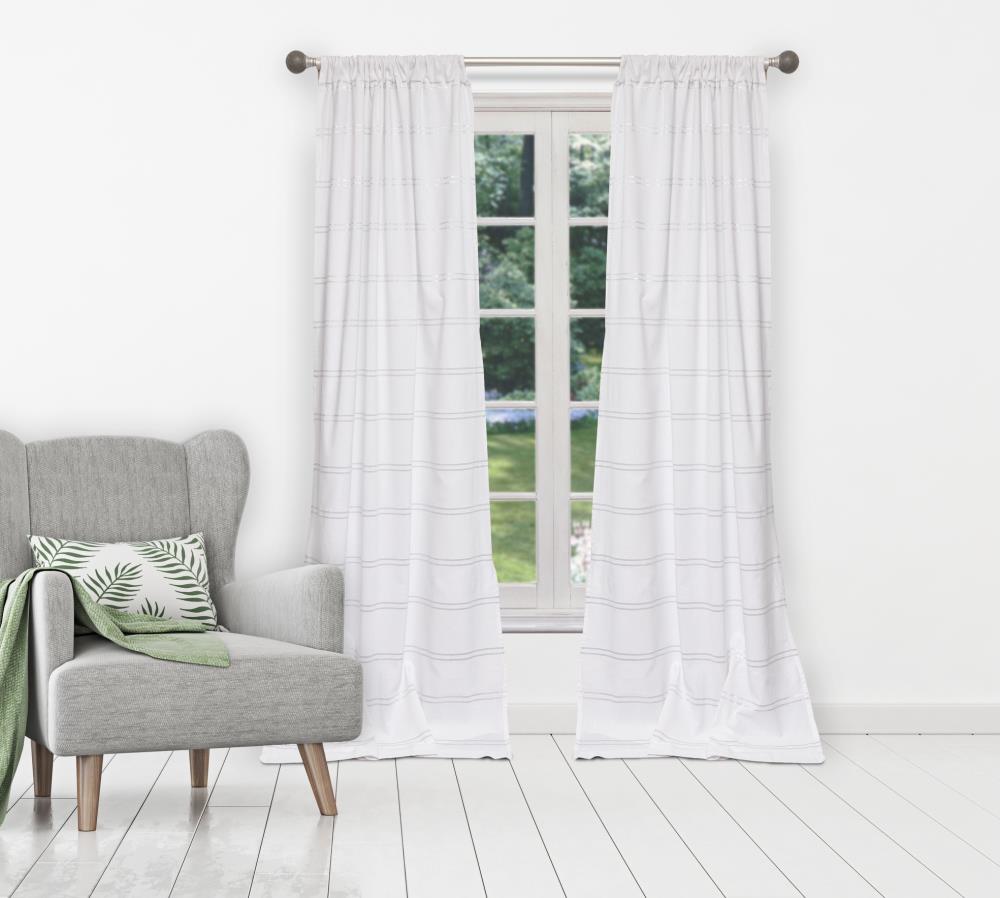 Duck River Textile NARWW=12 /15300 84-in White-white Blackout Standard Lined Rod Pocket Curtain Panel Pair