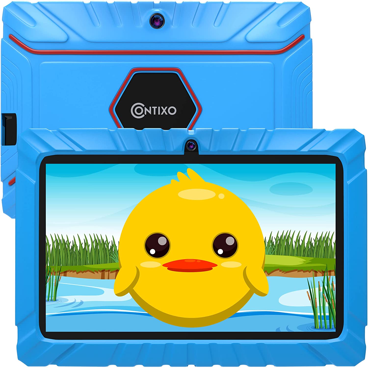 Contixo Contixo V8-2 7 inch Kids Tablets – Tablet for Kids with Parental Control – Android Tablet 16 GB HD Display Durable Case and Screen Protector Wi-Fi Camera-Learning Toys, Blue