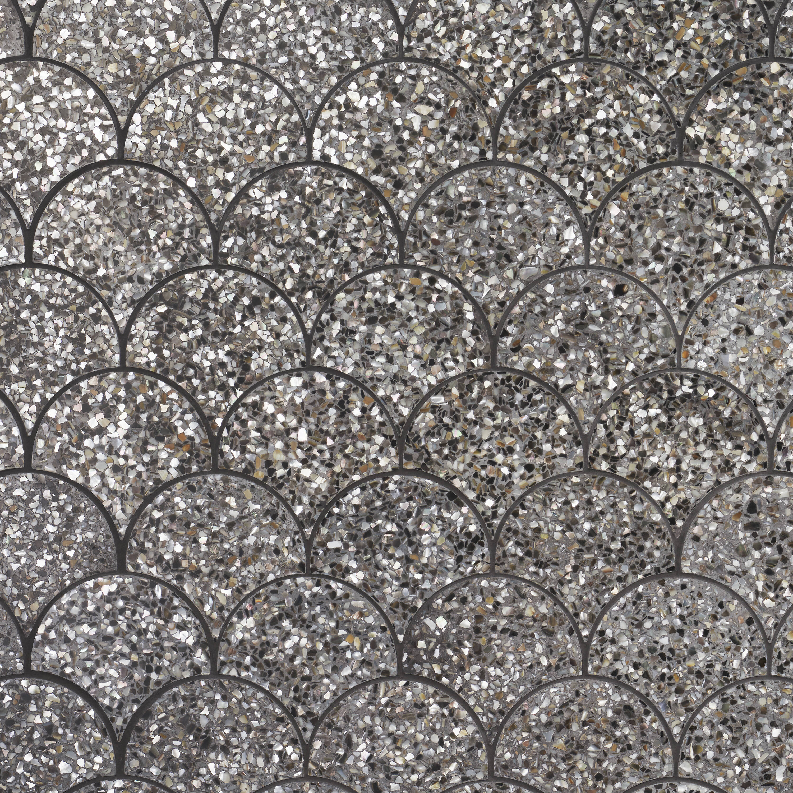Artmore Tile EXT3RD108714 Sandbar Gray Pearl 9-in x 11-in Polished Glass/Stone Stone look Wave Mosaic Floor and Wall Tile ( 0.74-sq ft Piece )