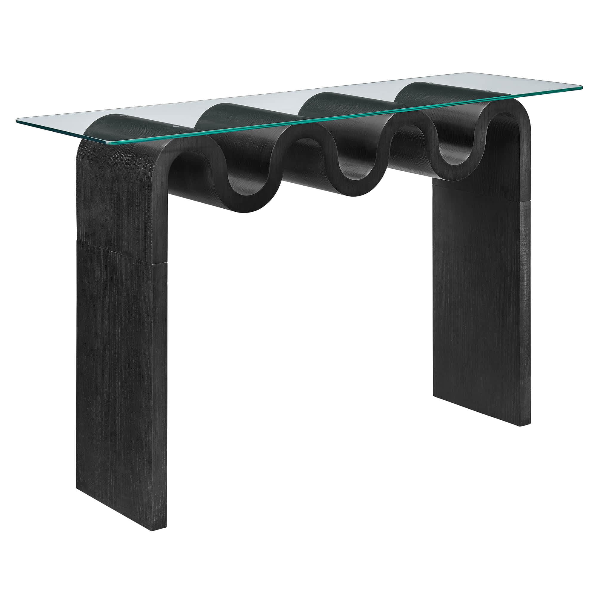  Ondine Glass Top 50-in Console Table in Black