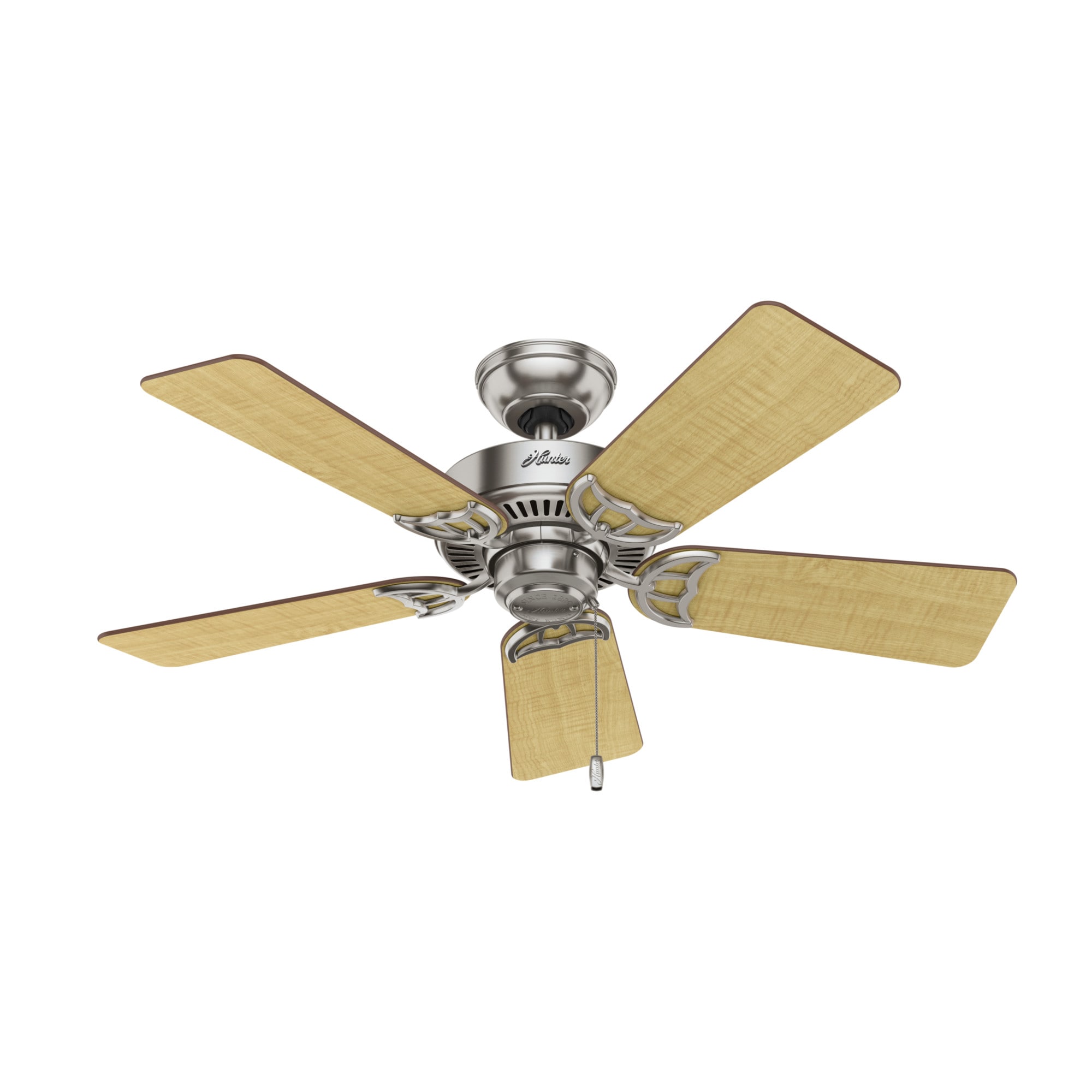 Brushed Nickel Ceiling Fan with Cherry and Maple Blades