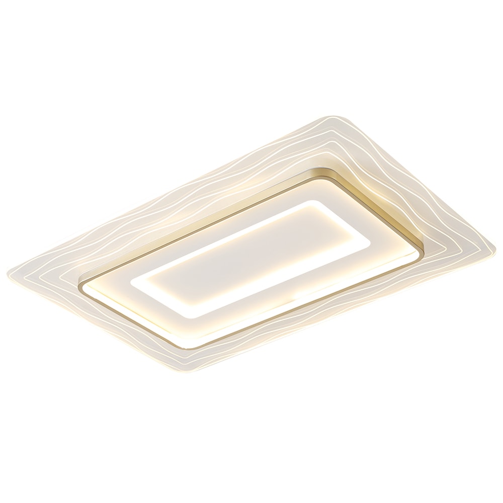 Oukaning JZUCK5J2NSHCX Stepless Dimming 35.43-in 1 -Light 35.4-in Brushed White Integrated LED Flush Mount Light