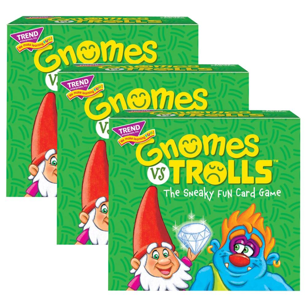  T-20002-3 GNOMES vs TROLLS Three Corner Card Game, Pack of 3