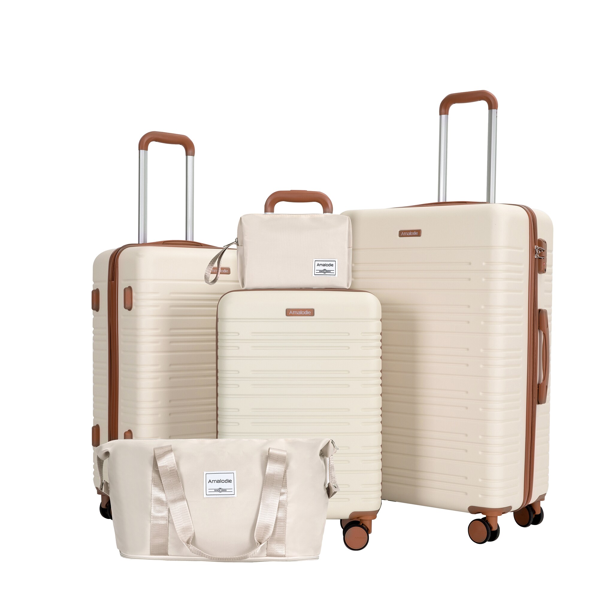 SINOFURN SYD9400003BG 18.9x11.4x29.5 Cream White Plastic Hardshell Suitcase set 5 -Bag