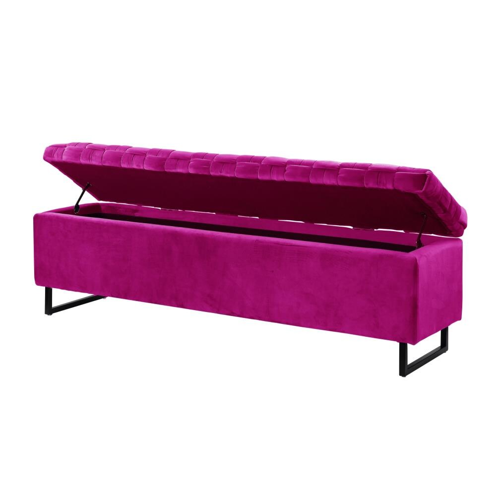 Inspired Home Ruth Modern Fuchsia Storage Bench with Storage 59-in x  15.7-in x 18.1-in in the Benches department at
