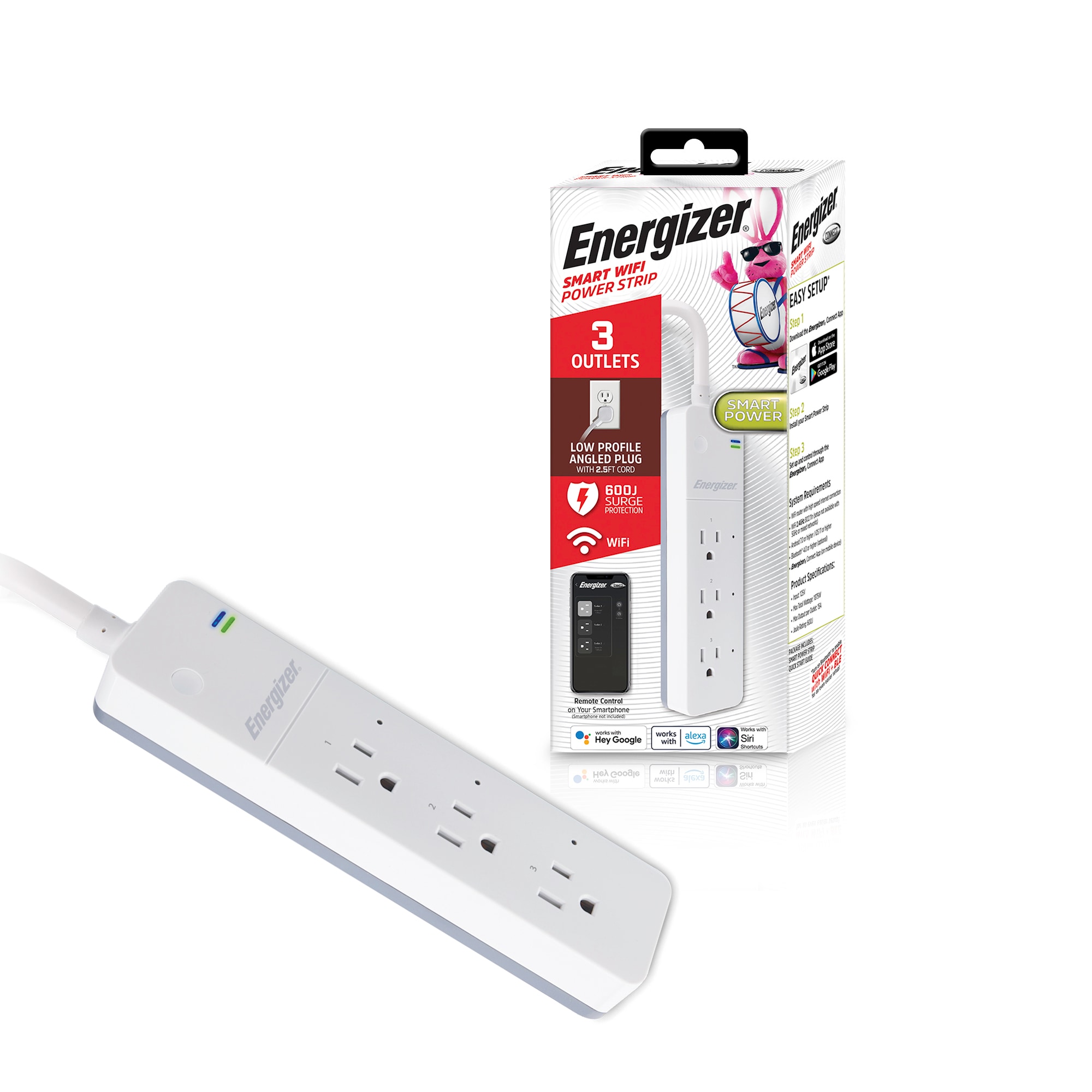 Energizer EIX3-1003-WHT 15-Amp Smart Wi-Fi Plug (Single)