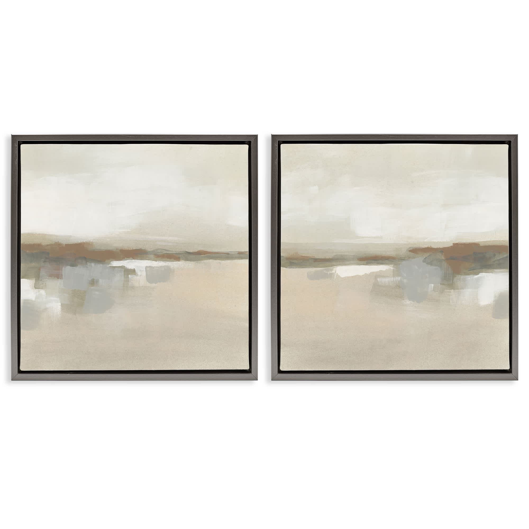 Stupell Industries B2-762-FFL-2PC-17X17 Earthy Landscape Impressions 2 Piece Gray Framed Floater Canvas Set By June Erica Vess 18 x 18