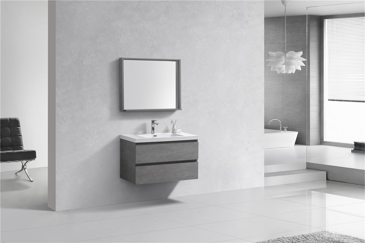 Moreno Bath MOB36-CG Moreno Bohemia 36-in Cement gray Single sink Floating Bathroom Vanity with Pure white Acrylic Top