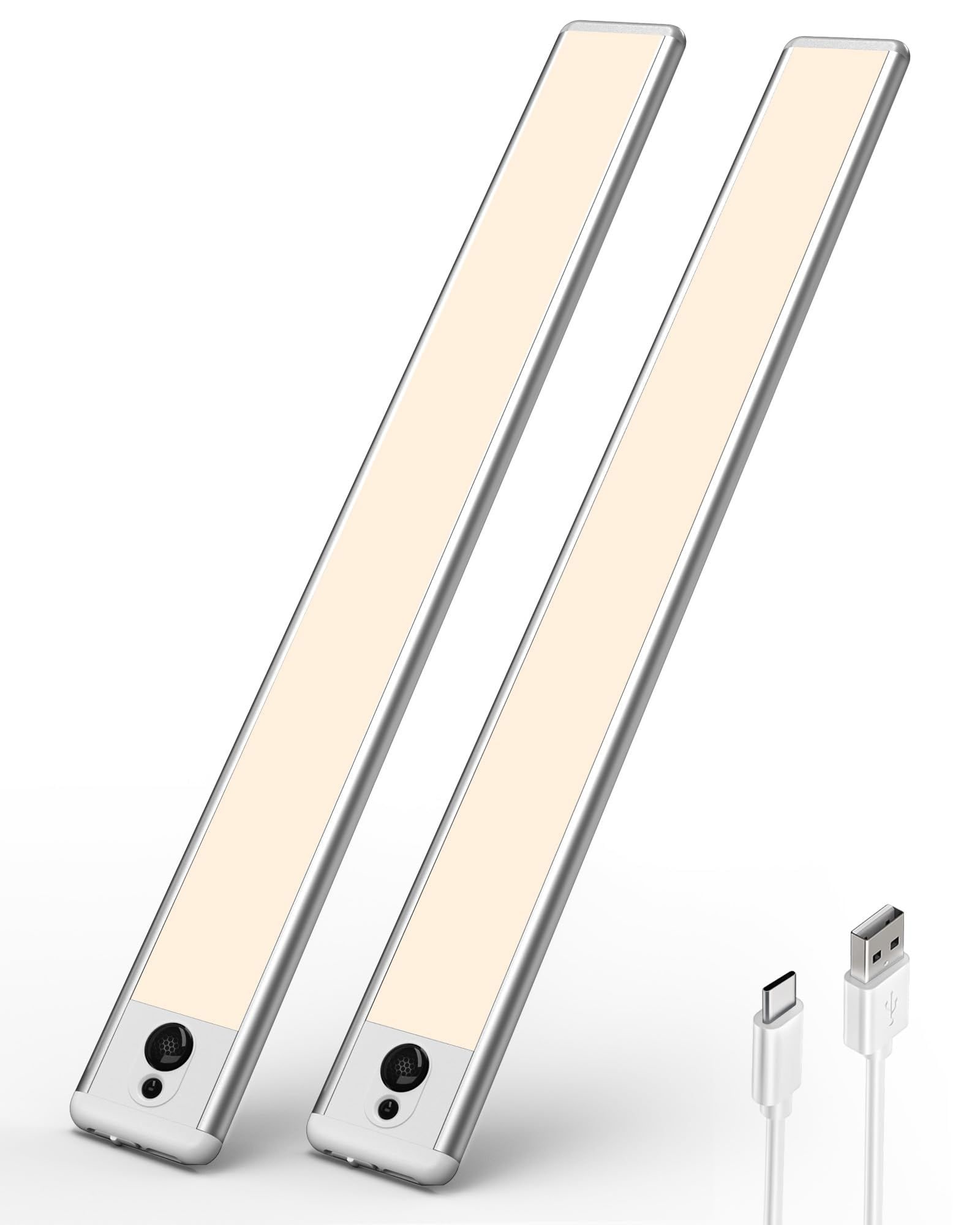 EZVALO LY-37-2-WA 2-Pack 14.57in Under Cabinet Lights Control Motion Sensor Dimmable Warm White -