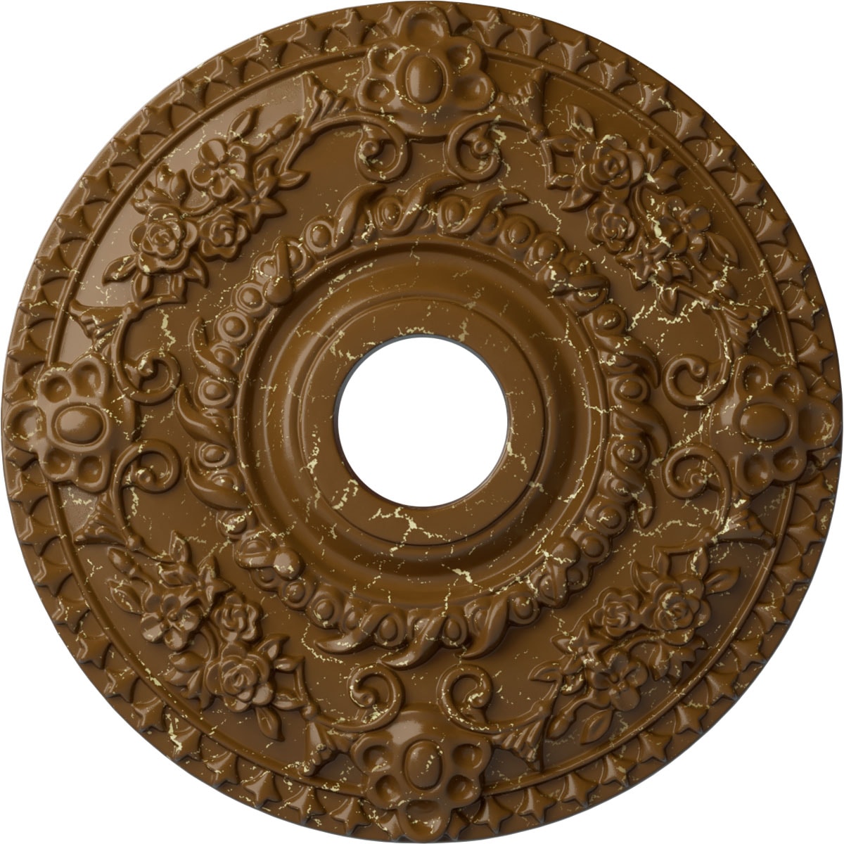 Ekena Millwork CM18ROSTC Rose 18-in W x 18-in L Painted Smokey Topaz Crackle Polyurethane Whole Ceiling Medallion
