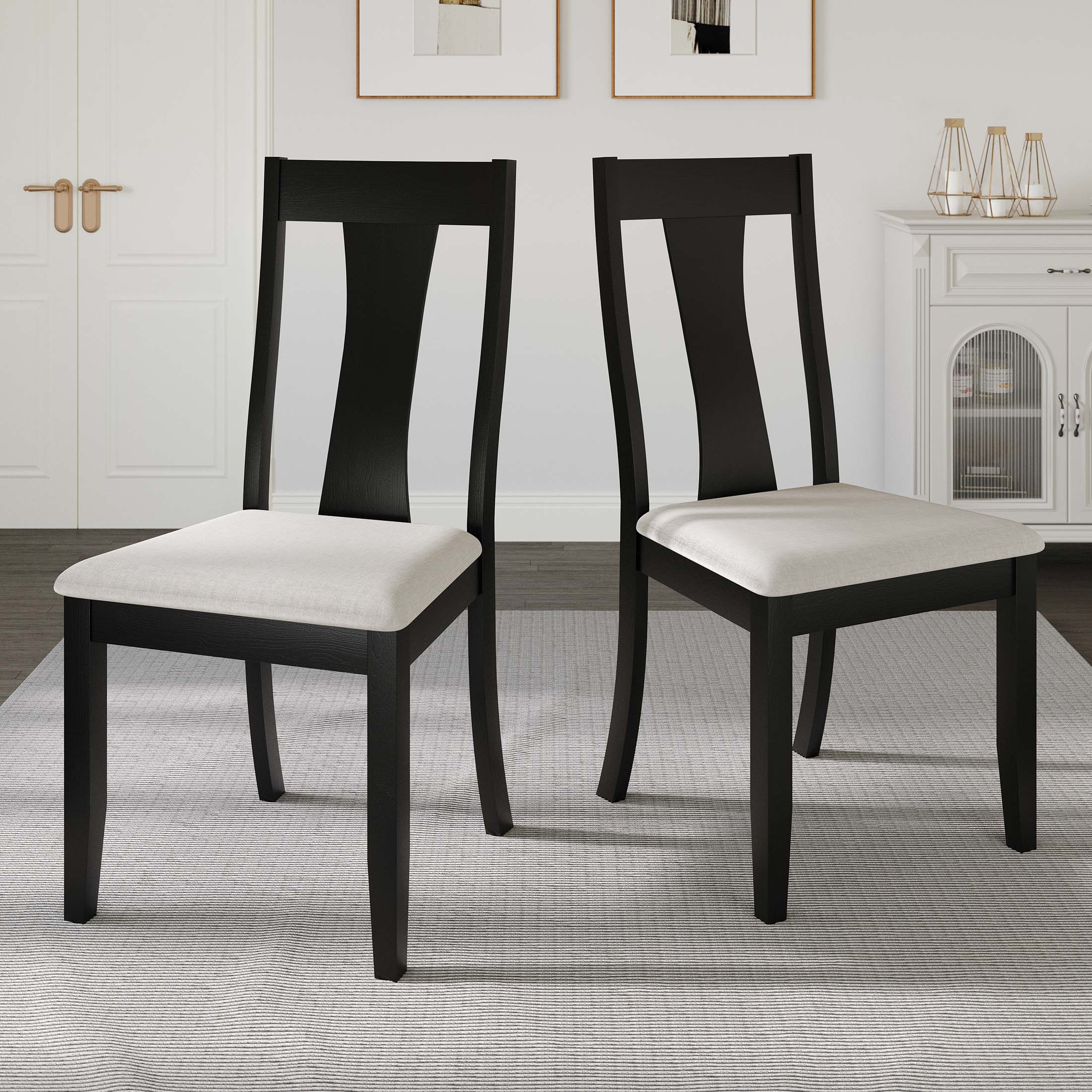 CasePiece C3066US-BK-WD-2X Set of 2 Polyester Upholstered Dining Side Chair (Wood Frame)
