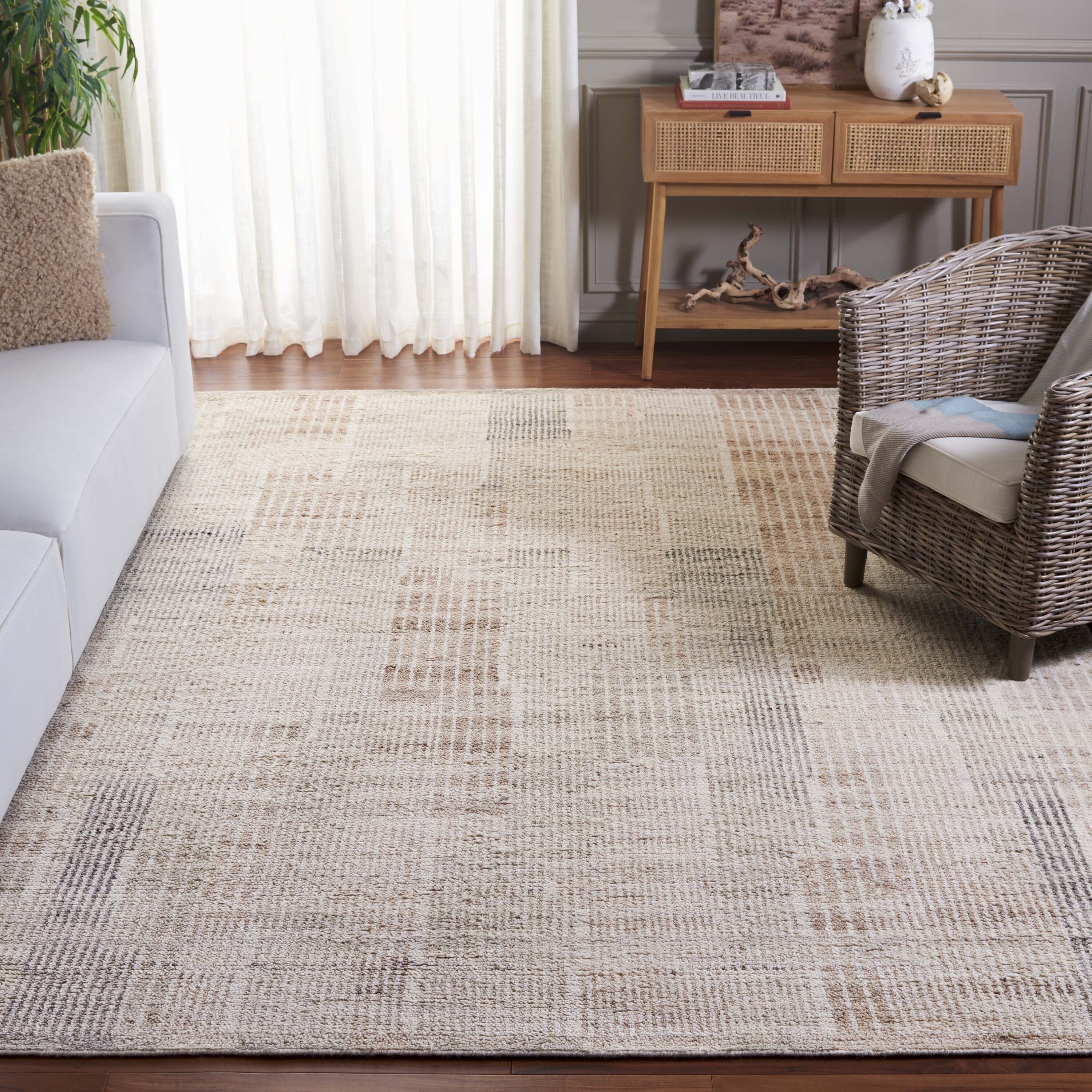  Manhattan 375 Beige/Ivory Contemporary 8Ft x 10Ft Large Rectangle Rug