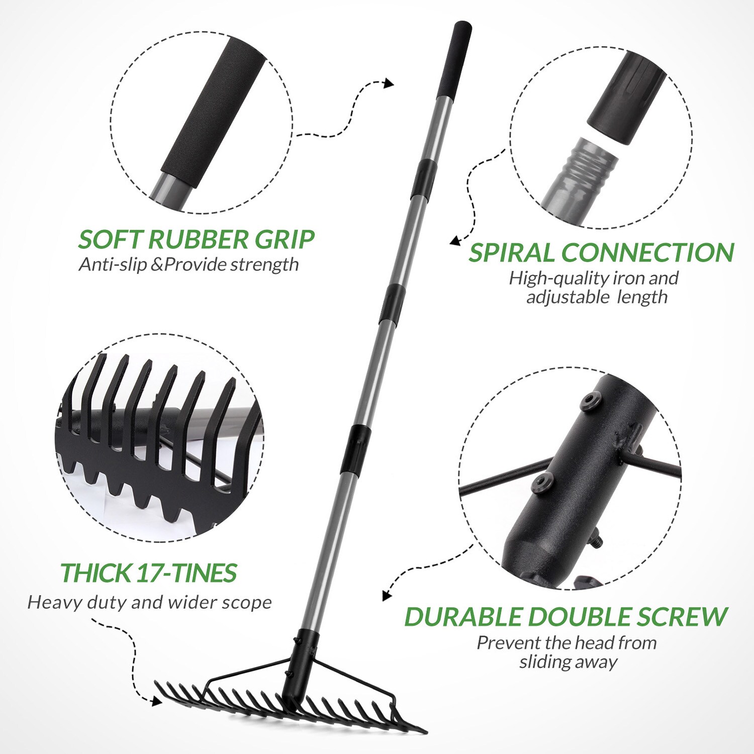 Walensee 63-in L Steel-Handle Steel Garden Rake in the Garden Rakes ...