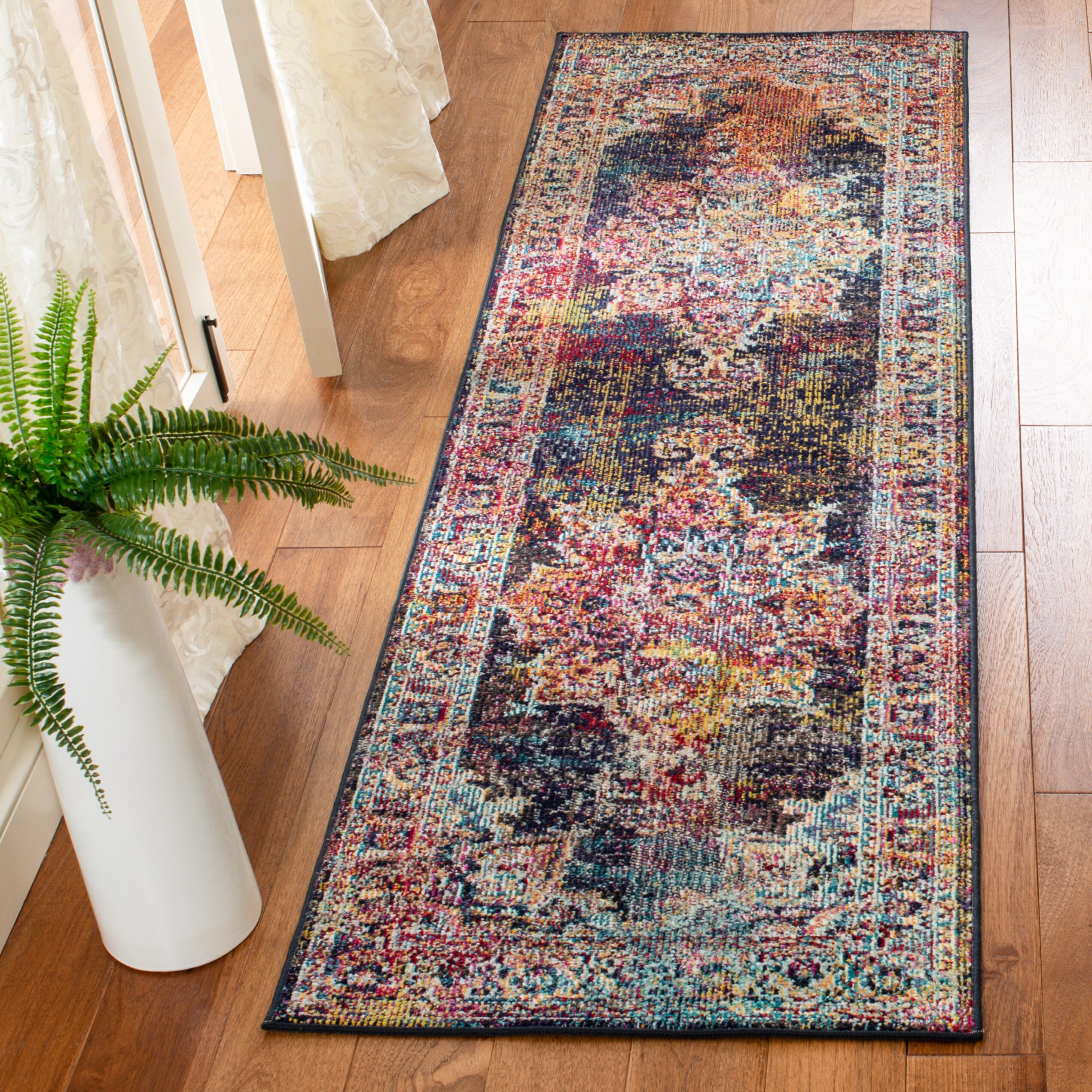 Safavieh CRS513H-27 Crystal Fairmont 2 x 7 (ft) Loomed Polypropylene Navy/Light Blue Rectangular Indoor Distressed/Overdyed Vintage Runner rug