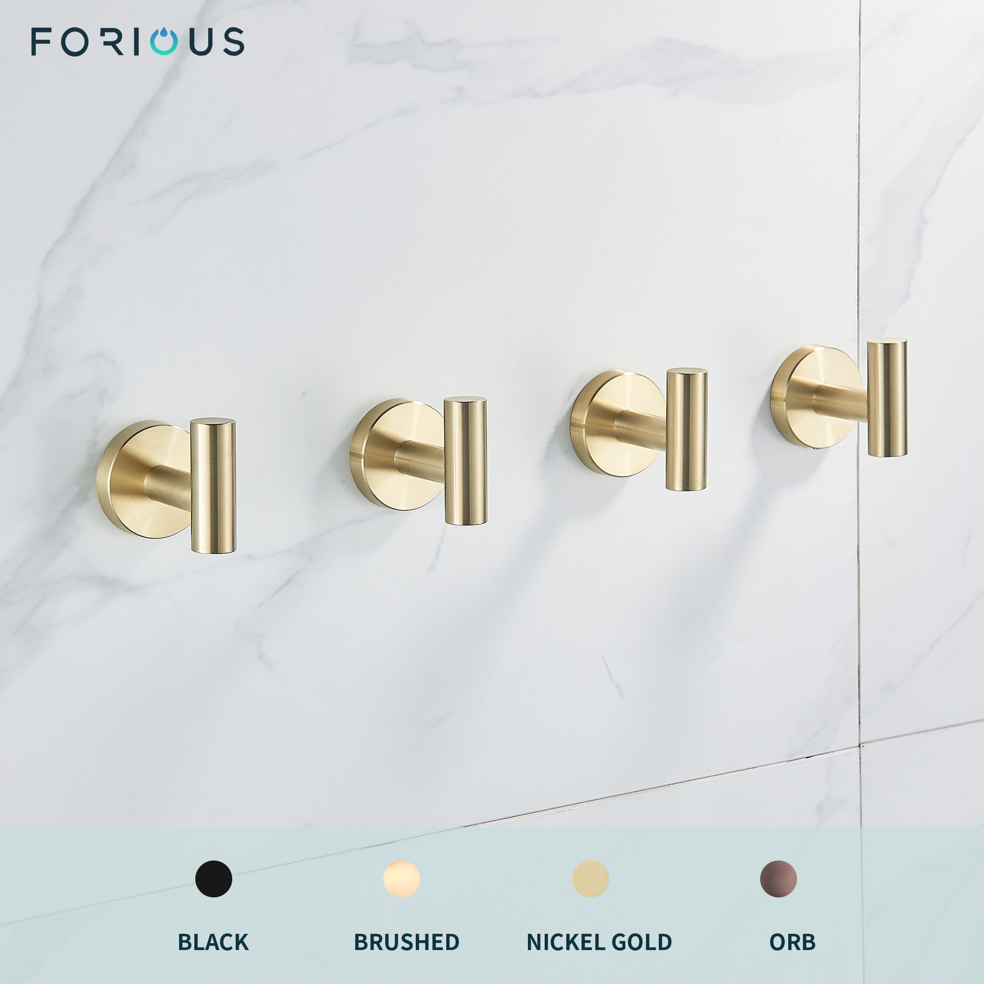 FORIOUS Brushed Gold 4-Hook Wall Mount Towel Hook in the Towel Hooks  department at