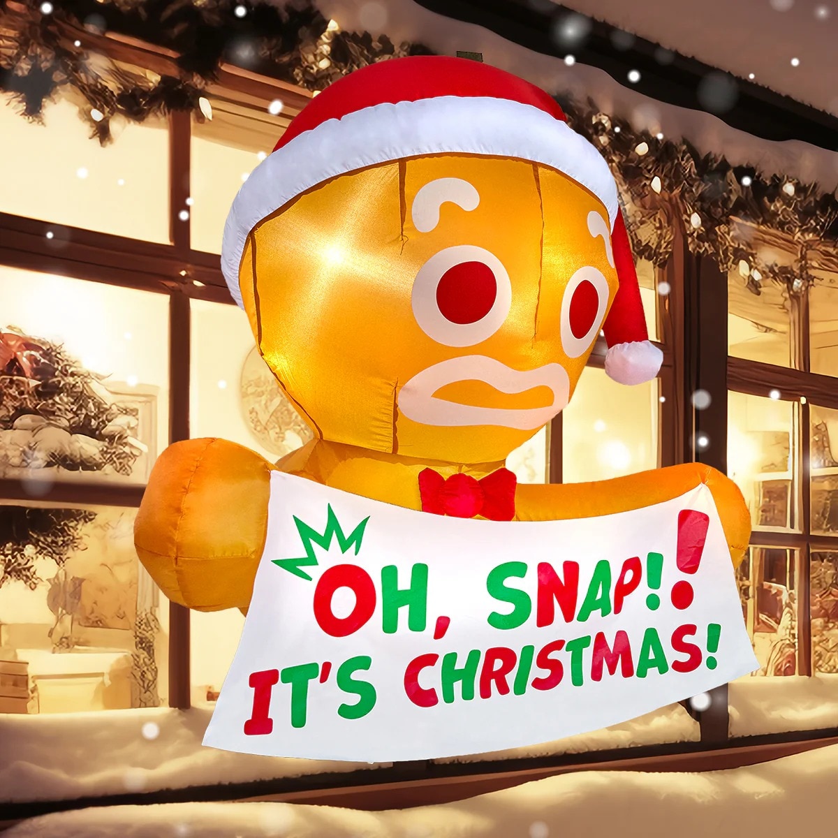 Joyfy 31842 3.5-Feet Lighted Gingerbread Christmas Inflatable