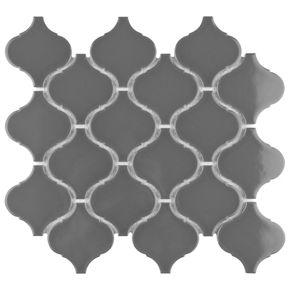 Affinity Tile FDXMLGDK Metro Lantern Glossy Dark Grey 9-1/2-in x 10-3/4-in Glazed Porcelain Arabesque Mosaic Floor and Wall Tile ( 14.6-sq ft Carton )