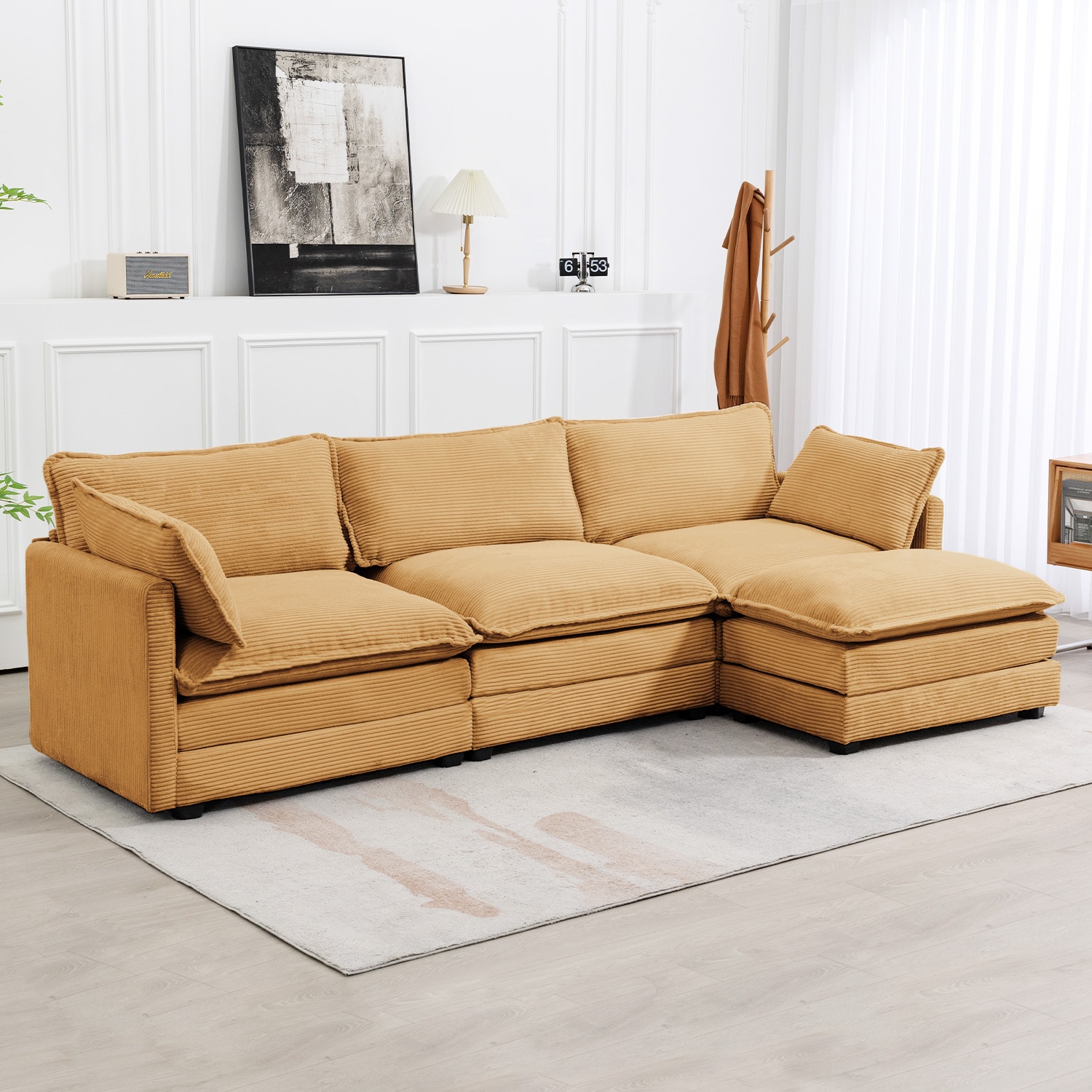 JEAREY XNECW-BK Sectional sofa 101.6-in Modern Yellow 4 -seater Sectional