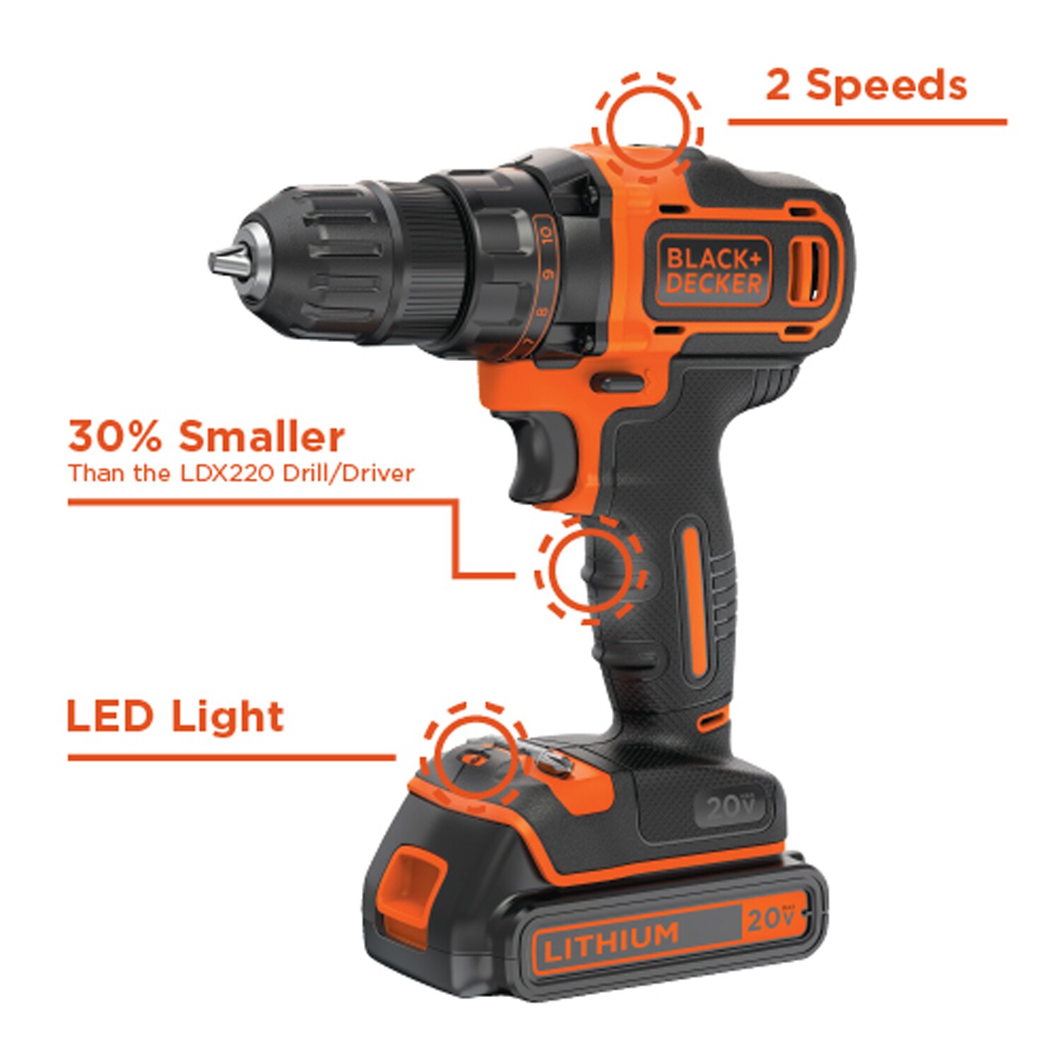 LDX220C BLACK & DECKER 20V LITHIUM DRILL/DRIVER