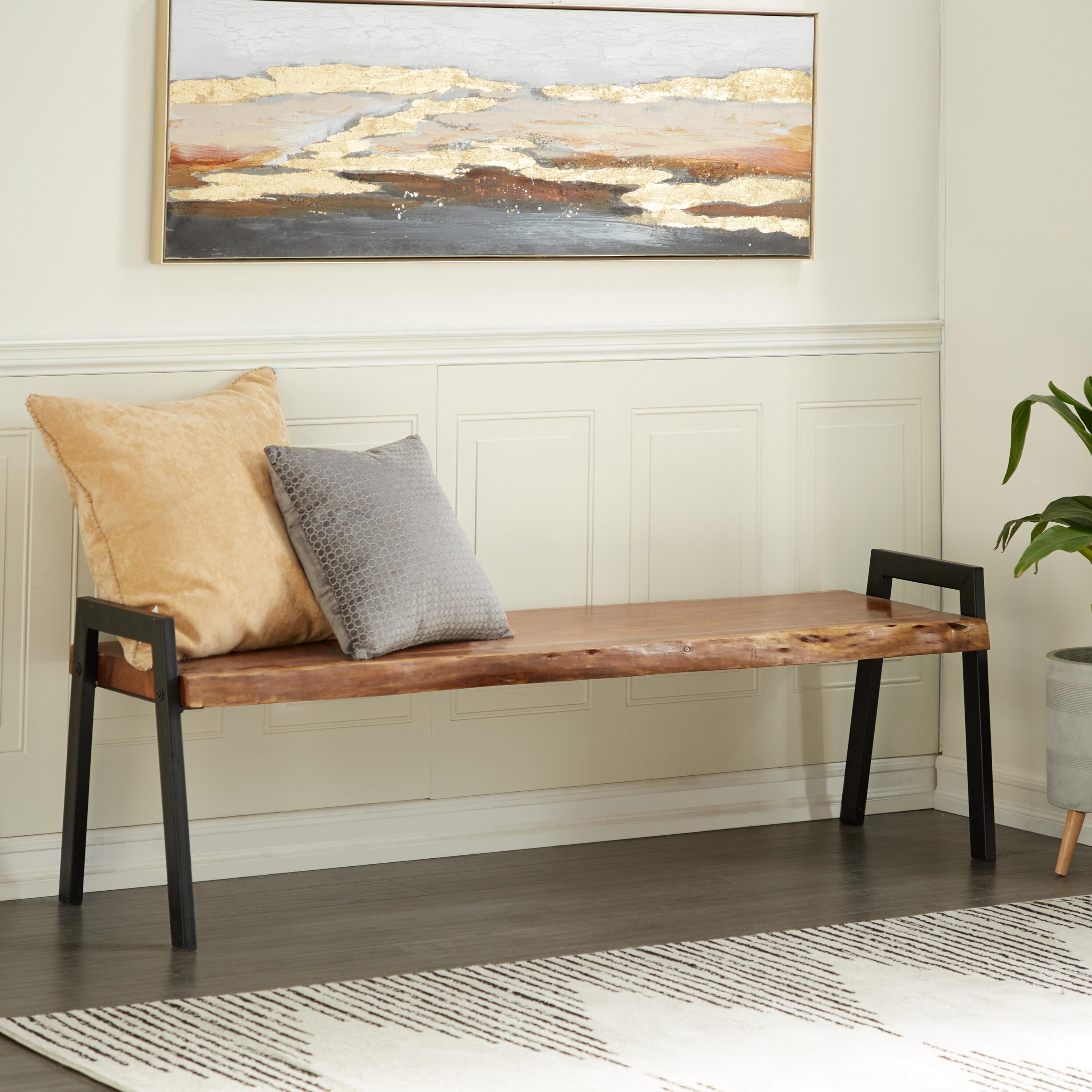 Grayson Lane 28763 Industrial Brown Live Edge Top Accent Bench 71.5-in x 18.88-in x 21.5-in