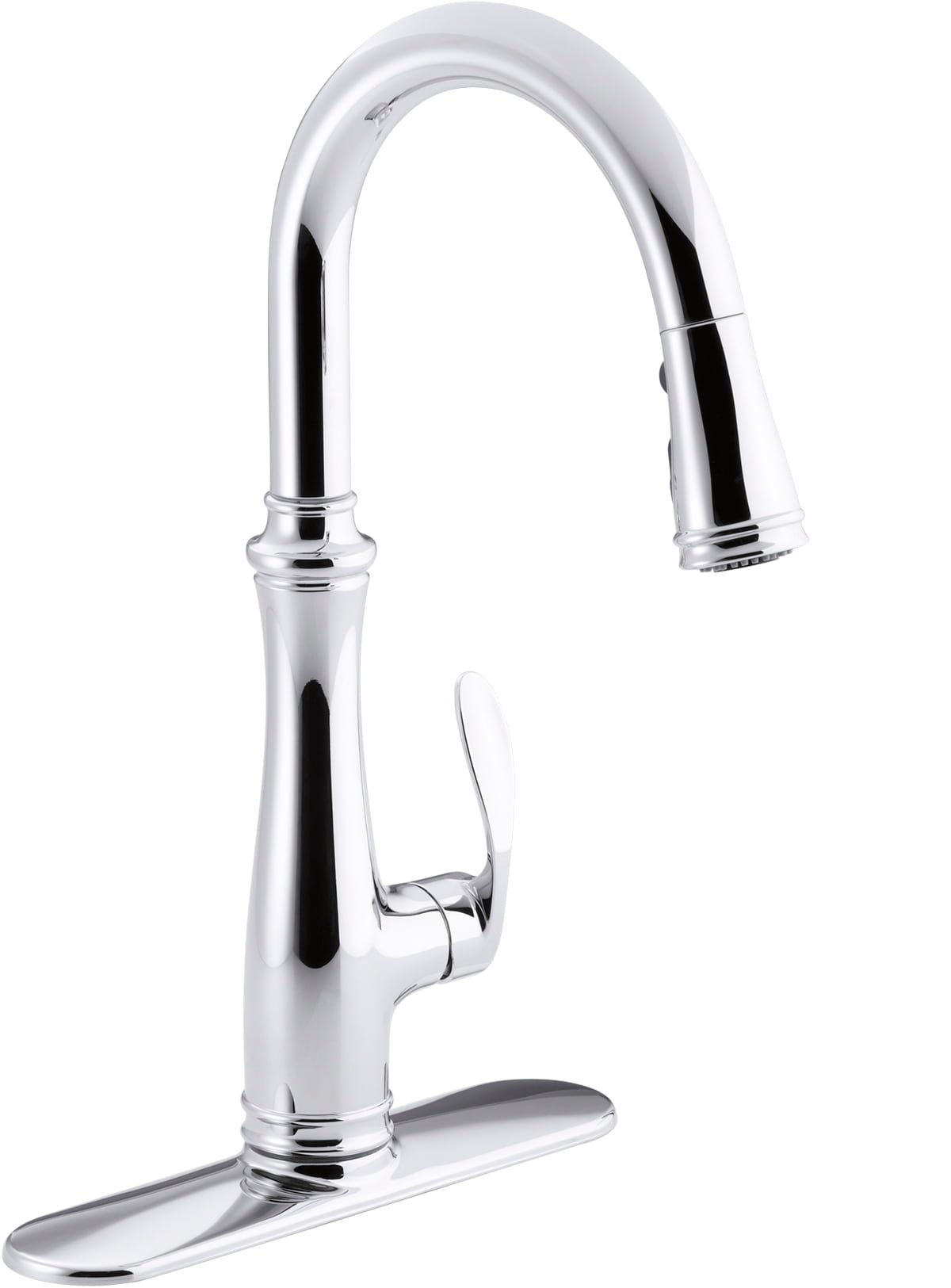 KOHLER 560-CP Bellera Polished Chrome Single Handle Deck-mount Pull-down Kitchen Faucet with Sprayer