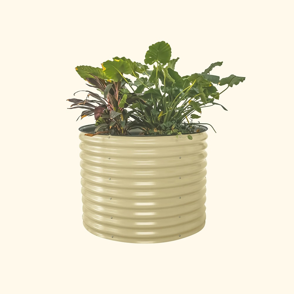 Pearl White Tall Round Metal Outdoor Raised Garden Bed