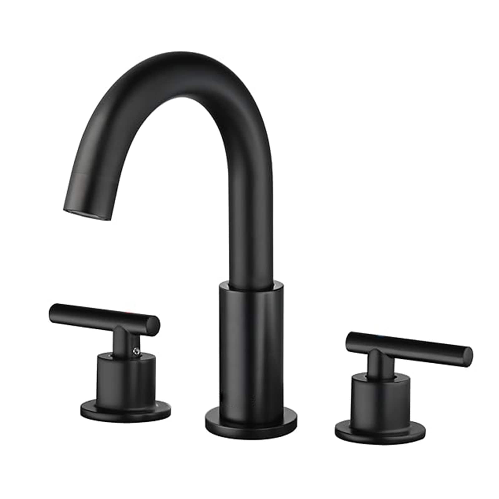 BYH HM-8LT-BLACK Matte Black Widespread 2-handle WaterSense Swivel Commercial/Residential Handle Bathroom Sink Faucet with Drain