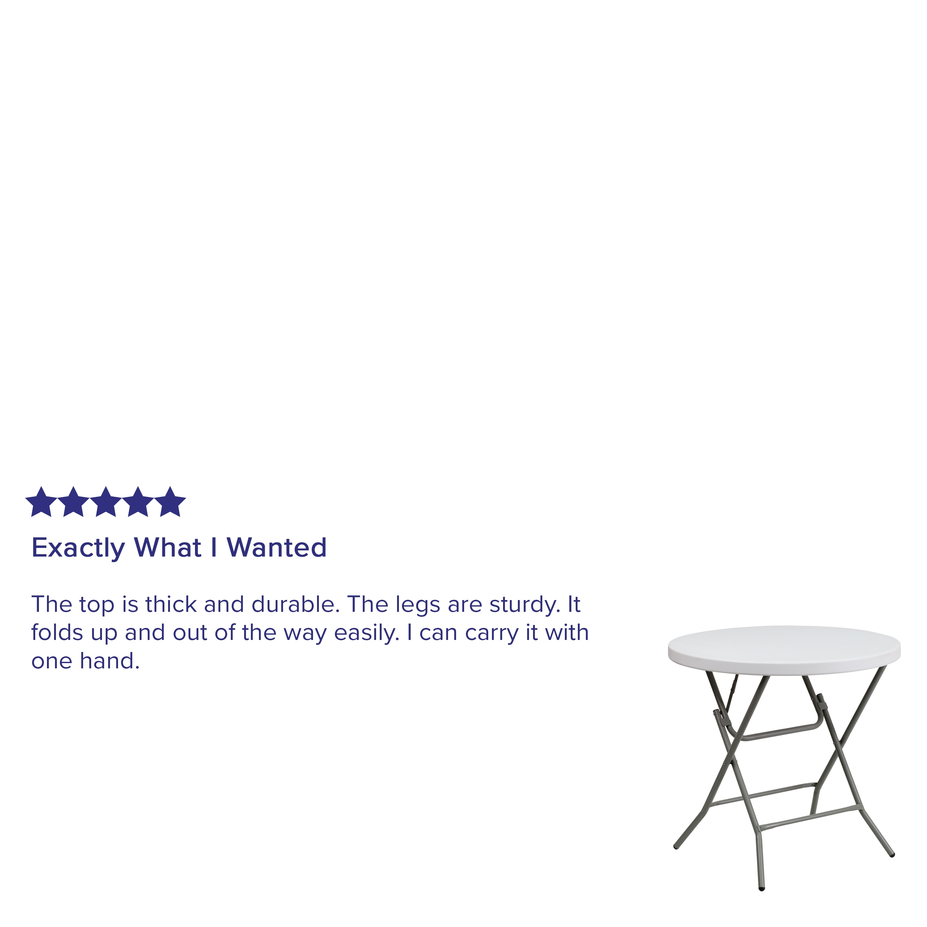 Gray Metal 31.5'' Round White Plastic Folding Table