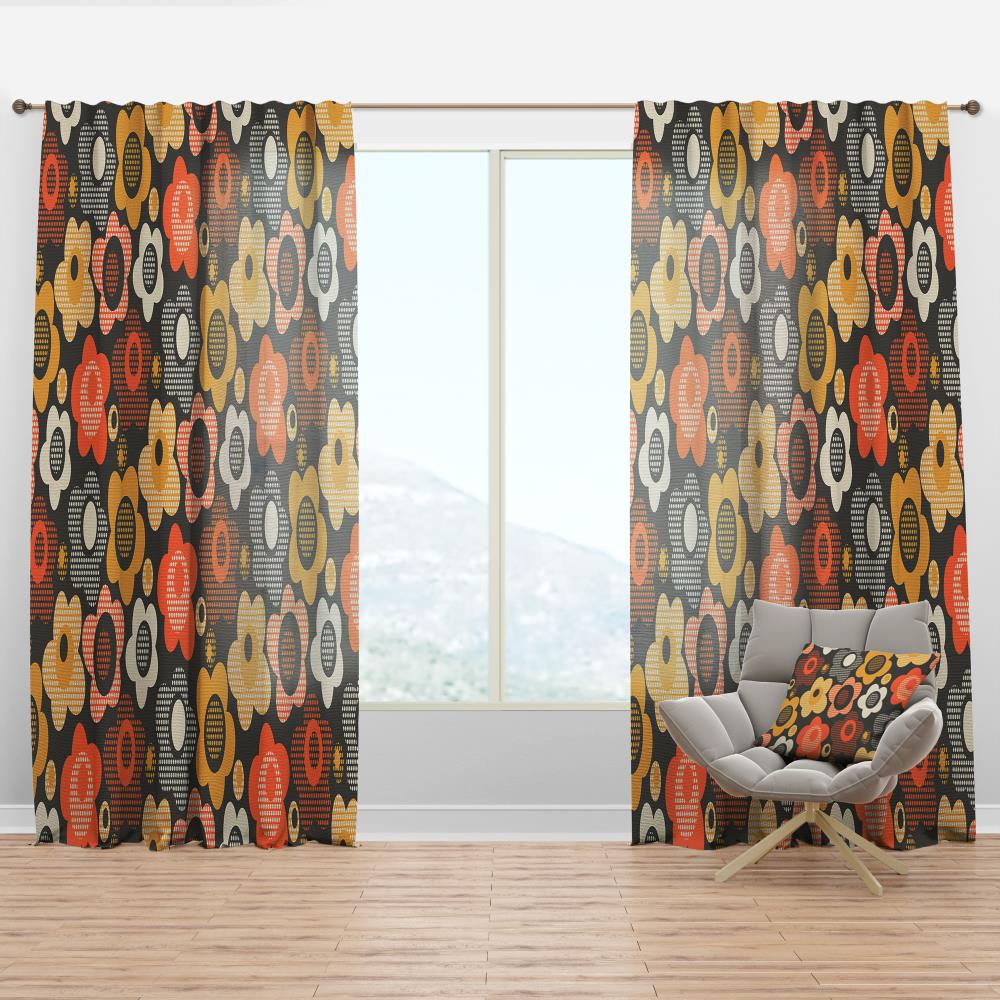 Designart CTN24600-52-84 84-Inches Brown Abstract Room darkening Thermal lined Rod pocket Single curtain panel