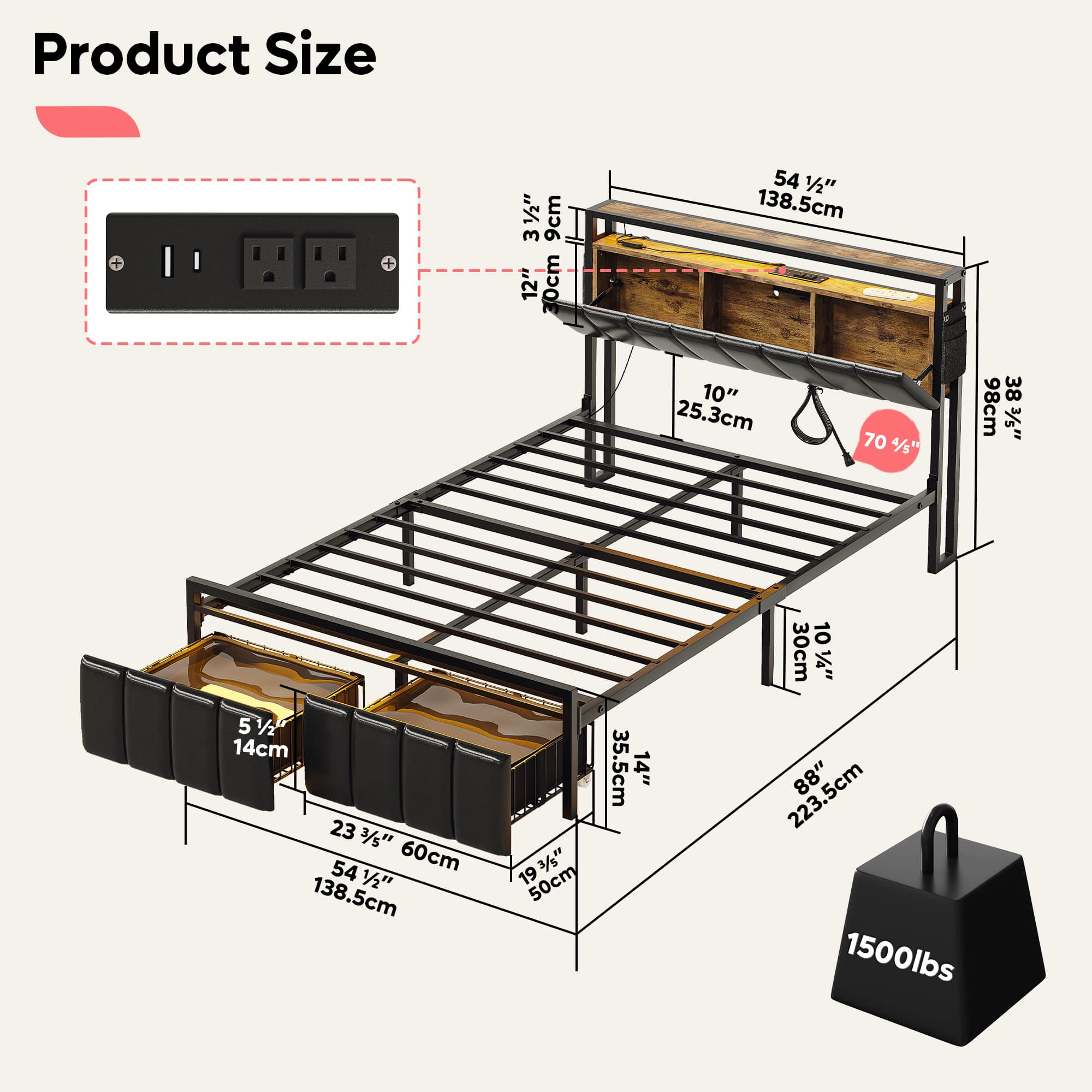 Bestier LOW-B700637H-LBLK beds - View #5